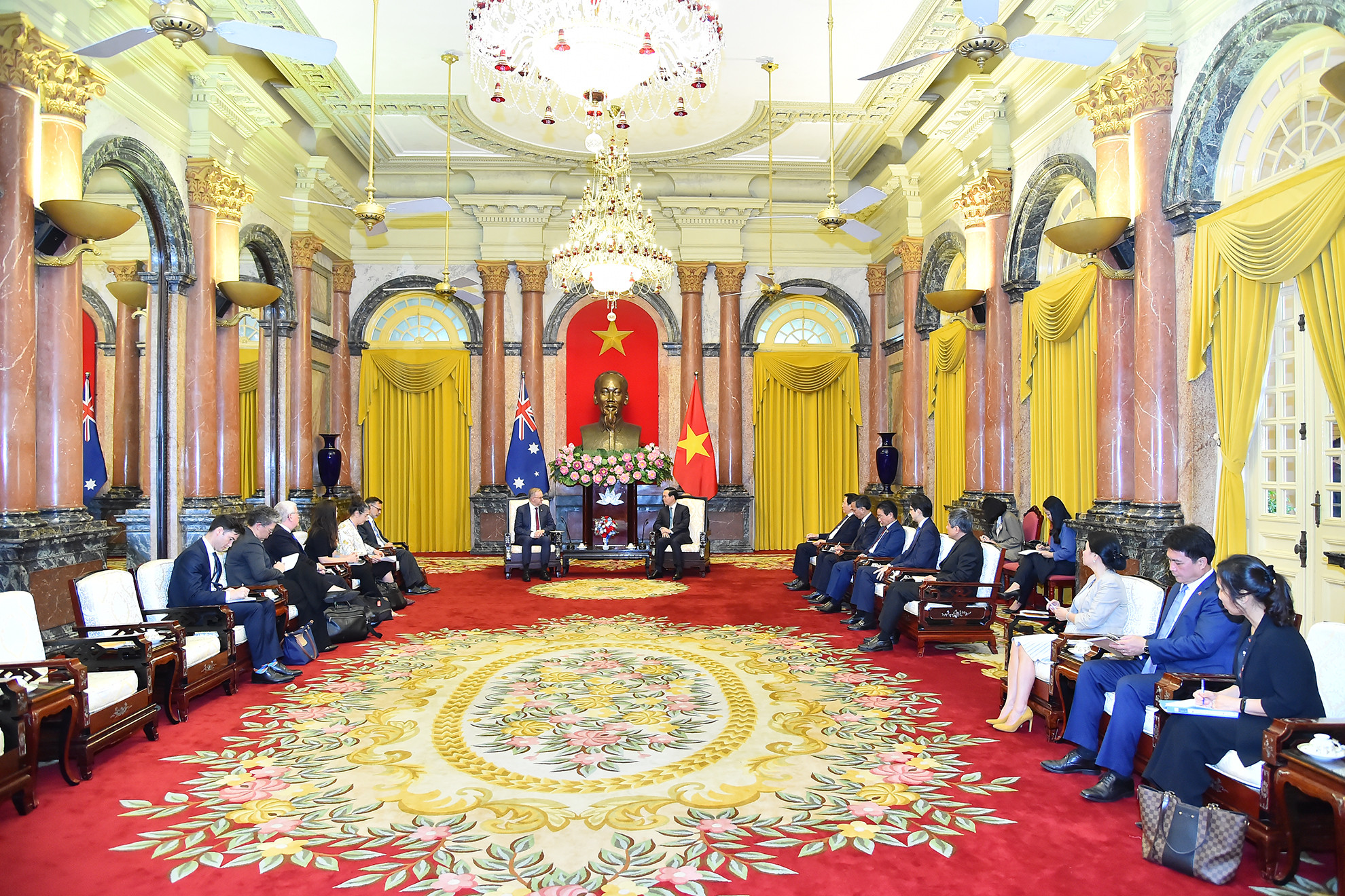 Quang cảnh buổi tiếp tại Phủ Chủ tịch chiều 4/6.