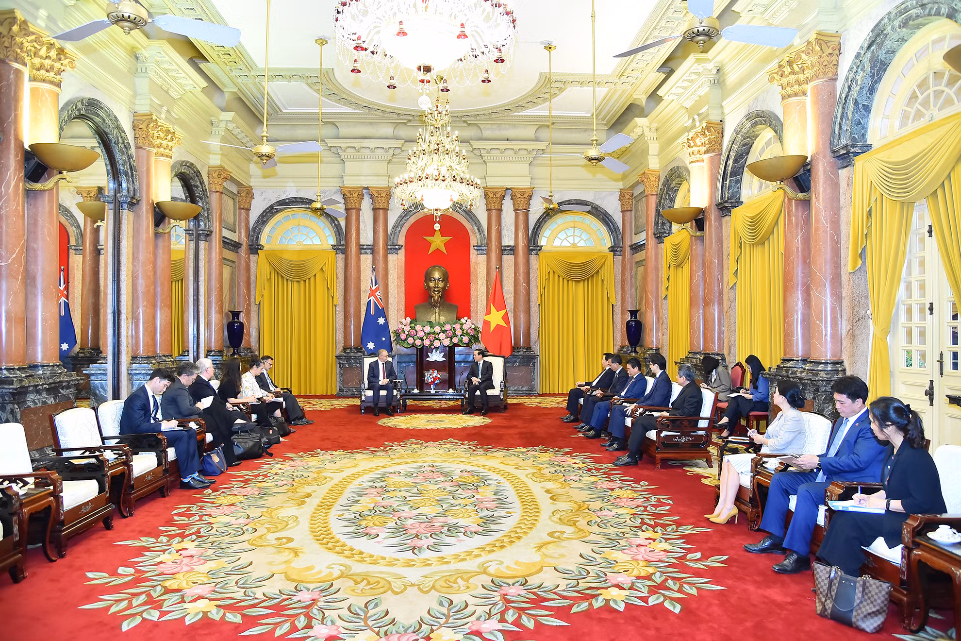 Quang cảnh buổi tiếp tại Phủ Chủ tịch chiều 4/6.