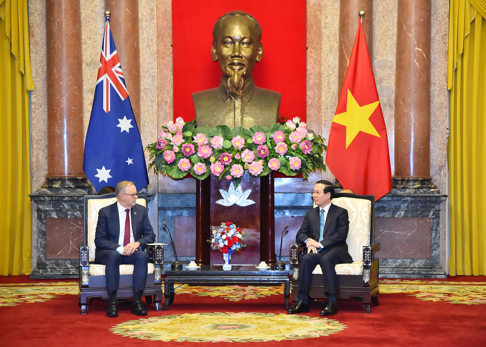 Chủ tịch nước Võ Văn Thưởng tiếp Thủ tướng Australia Anthony Albanese tại Phủ Chủ tịch.