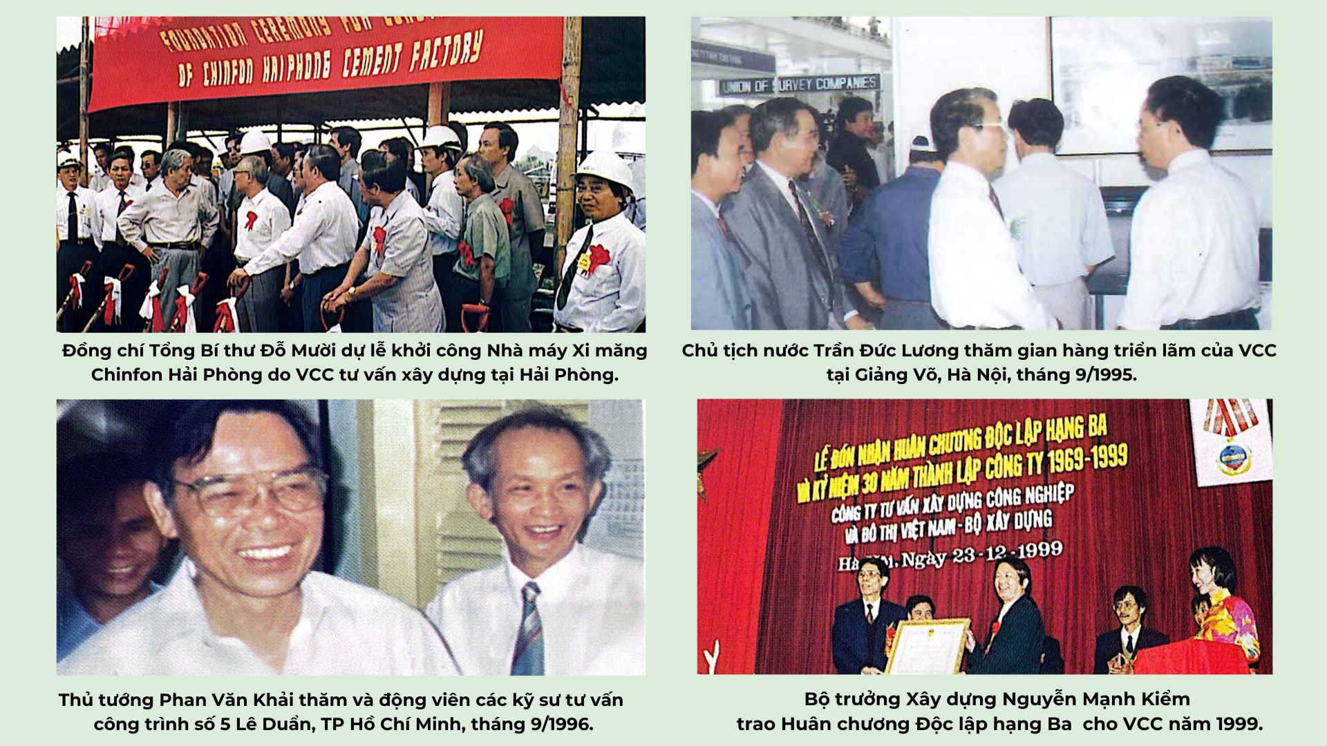 Lãnh đạo Đảng, Nhà nước, Bộ Xây dựng ghi nhận những cống hiến của đội ngũ cán bộ VCC. Lãnh đạo Đảng, Nhà nước, Bộ Xây dựng ghi nhận những cống hiến của đội ngũ cán bộ VCC.