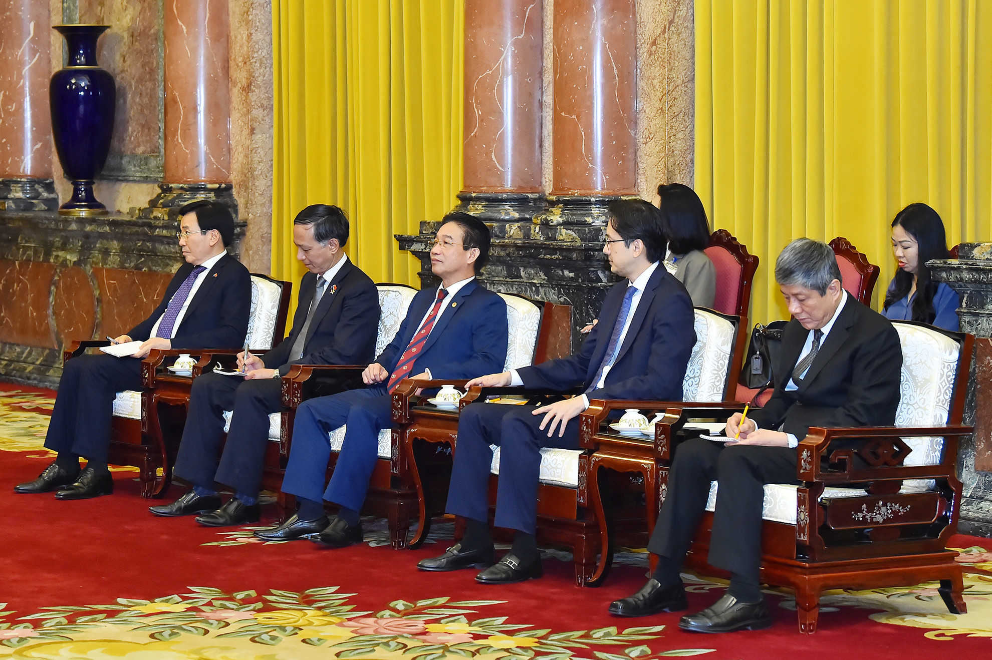 Các thành viên đoàn Việt Nam tham dự buổi tiếp.