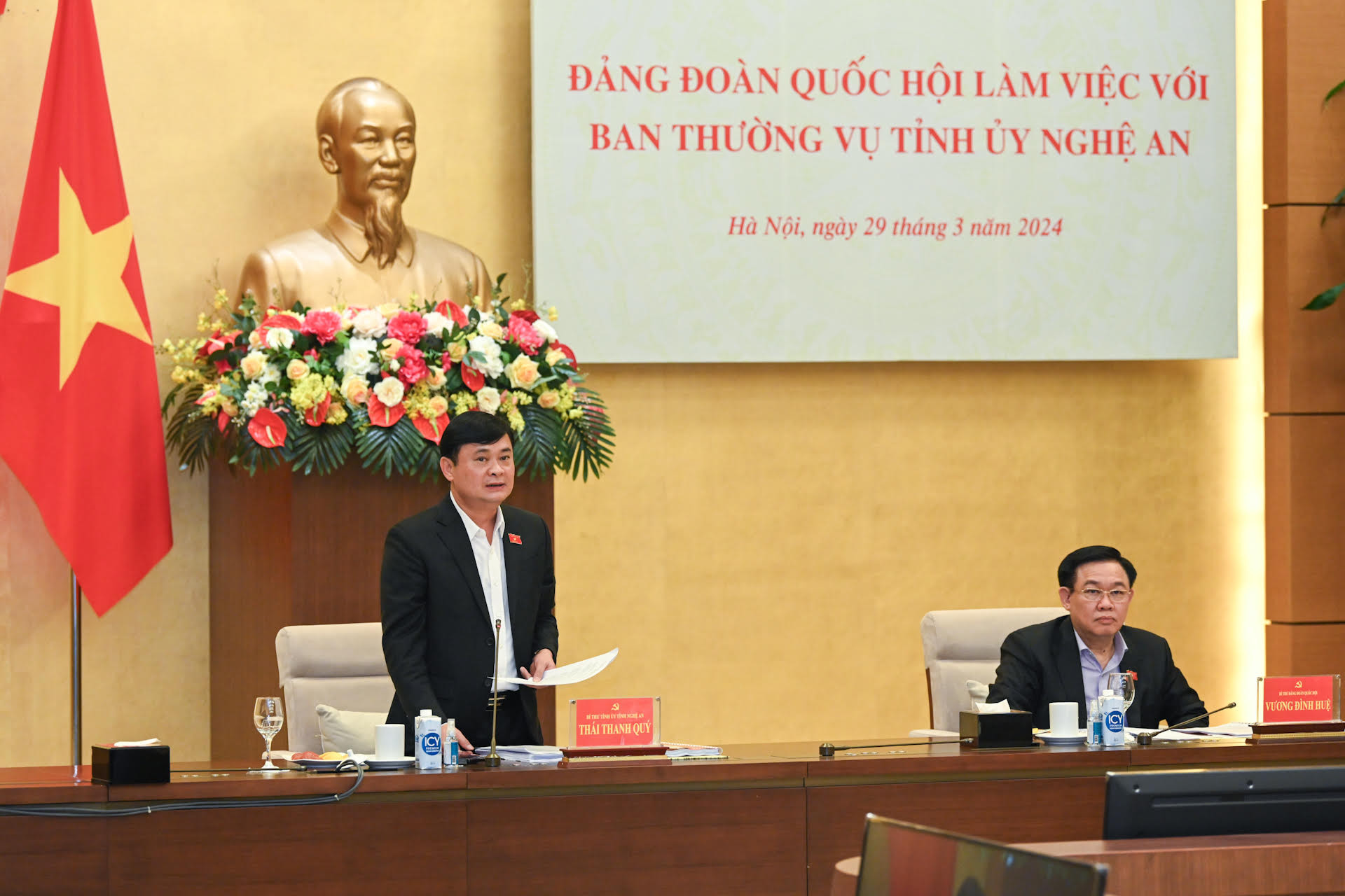 Bí thư Tỉnh ủy Nghệ An Thái Thanh Quý phát biểu tại buổi làm việc.