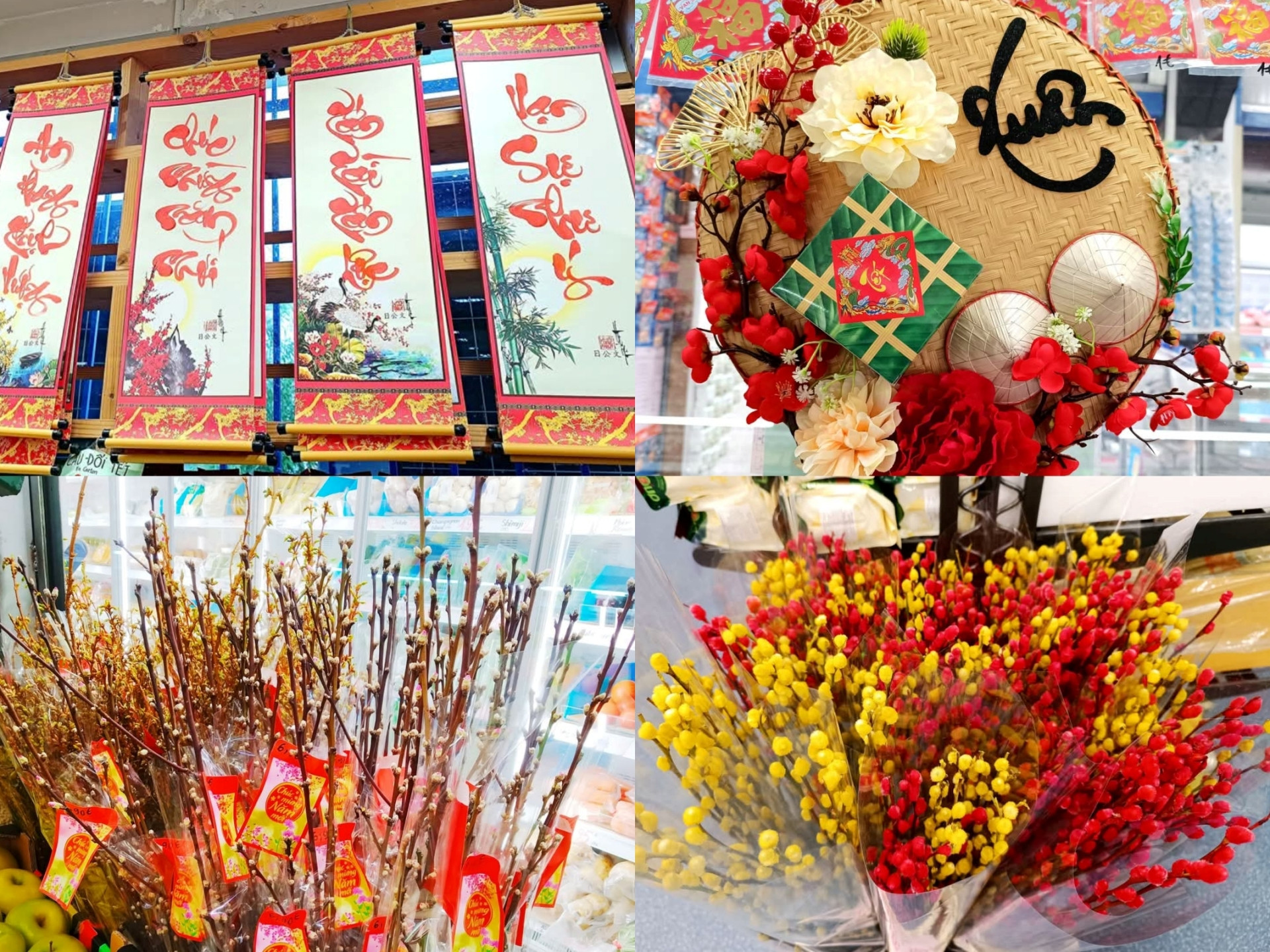 Từng góc chợ đều được bày biện các món đồ trang trí mang đậm không khí Tết, đủ để bất kỳ ai bước ngang qua cũng phải rộn ràng trong tâm trí.