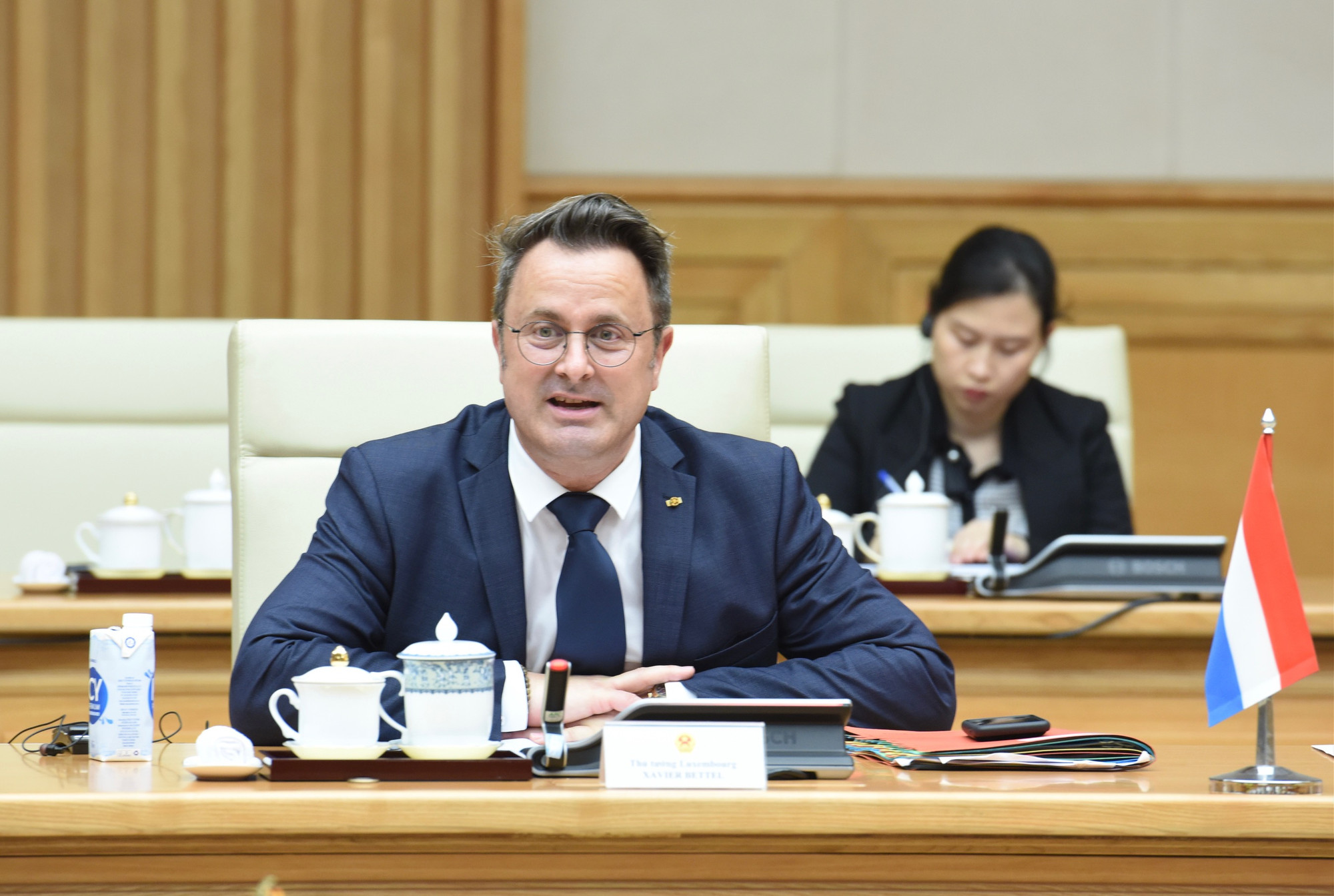 Thủ tướng Đại Công quốc Luxembourg Xavier Bettel phát biểu tại buổi hội đàm.