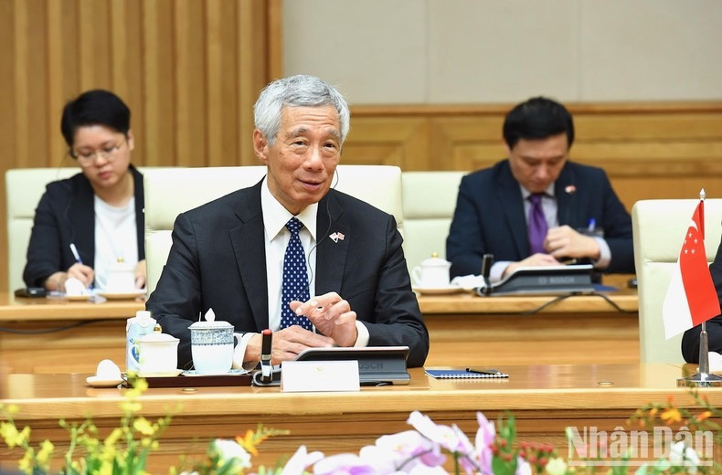 Thủ tướng Lý Hiển Long phát biểu tại buổi hội đàm.