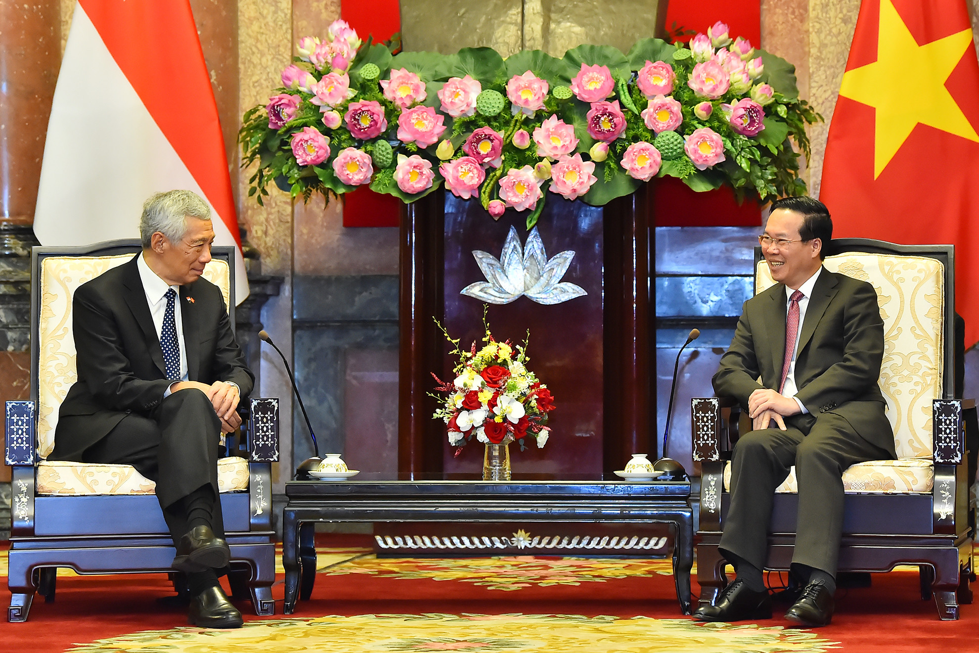 Chủ tịch nước Võ Văn Thưởng tiếp Thủ tướng Cộng hòa Singapore Lý Hiển Long.