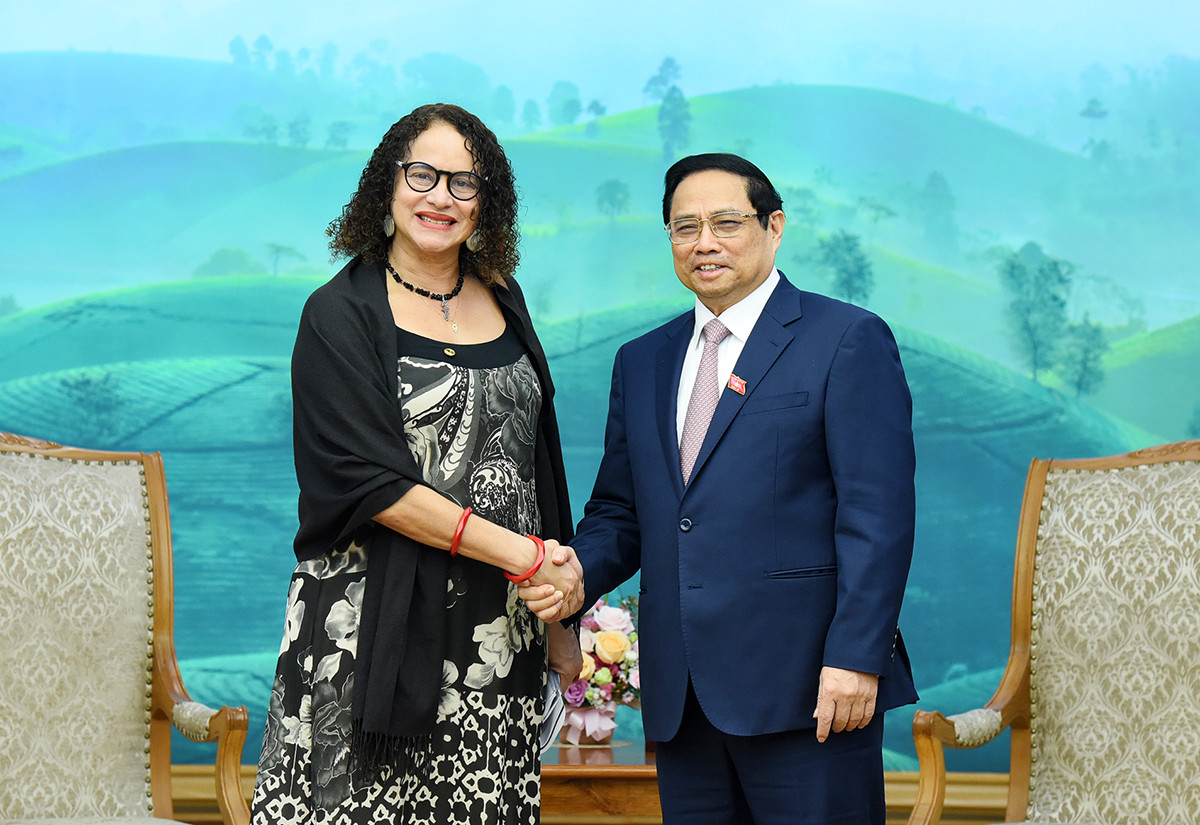 Thủ tướng Phạm Minh Chính đón Bộ trưởng Khoa học, Công nghệ và Đổi mới Brazil Luciana Santos.