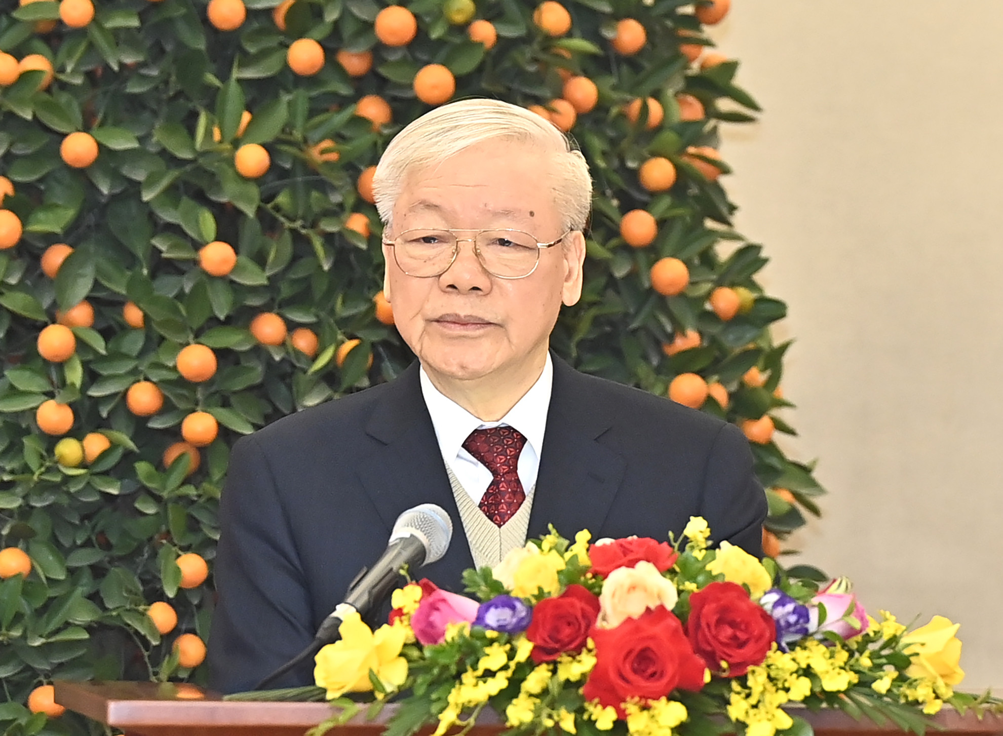 Tổng Bí thư Nguyễn Phú Trọng chúc Tết các đồng chí lãnh đạo và nguyên lãnh đạo Đảng, Nhà nước.