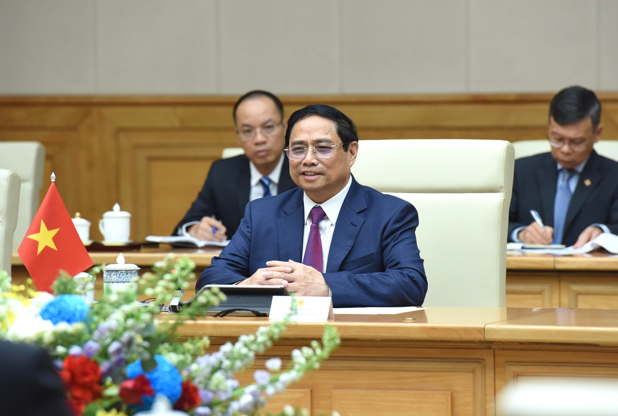 Thủ tướng Phạm Minh Chính phát biểu tại buổi hội kiến Toàn quyền Australia David Hurley. Thủ tướng Phạm Minh Chính phát biểu tại buổi hội kiến Toàn quyền Australia David Hurley.