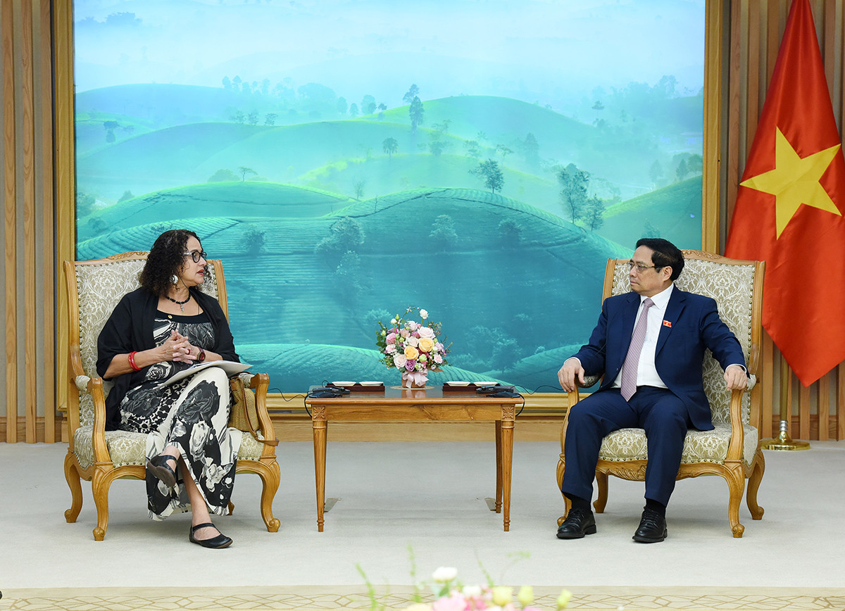 Thủ tướng Phạm Minh Chính tiếp Bộ trưởng Khoa học, Công nghệ và Đổi mới Brazil Luciana Santos.