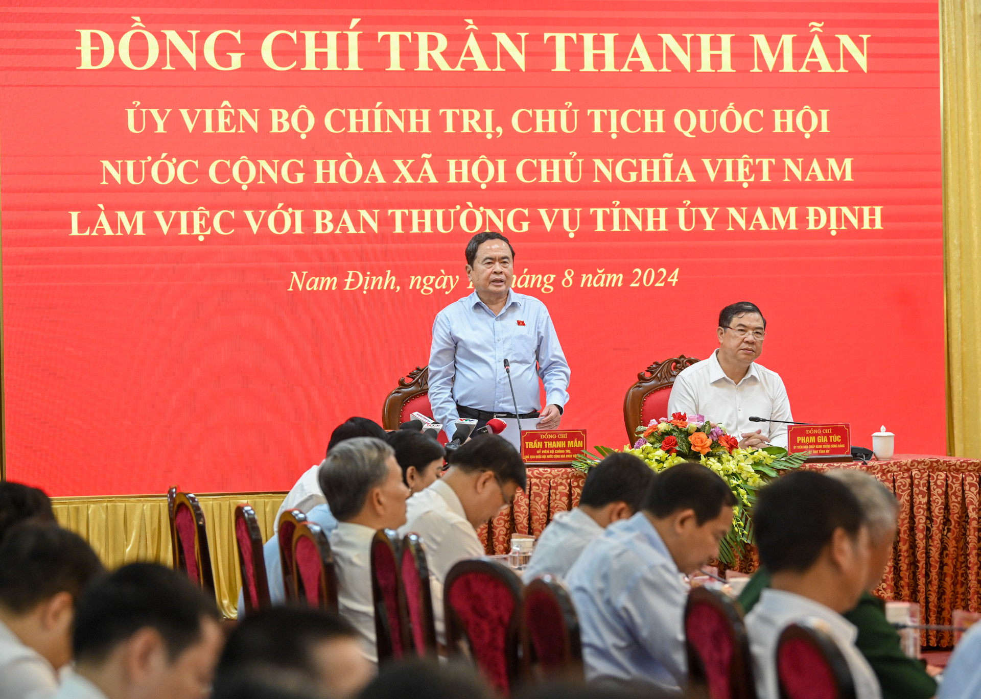 Chủ tịch Quốc hội Trần Thanh Mẫn phát biểu chỉ đạo tại buổi làm việc.