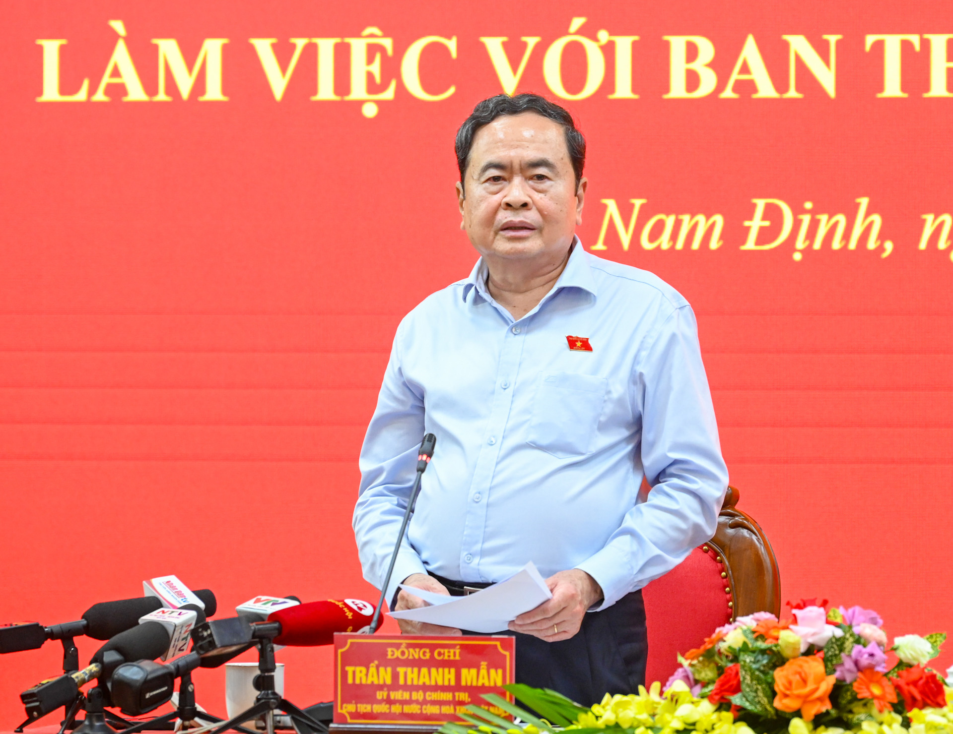 Chủ tịch Quốc hội Trần Thanh Mẫn phát biểu chỉ đạo tại buổi làm việc.