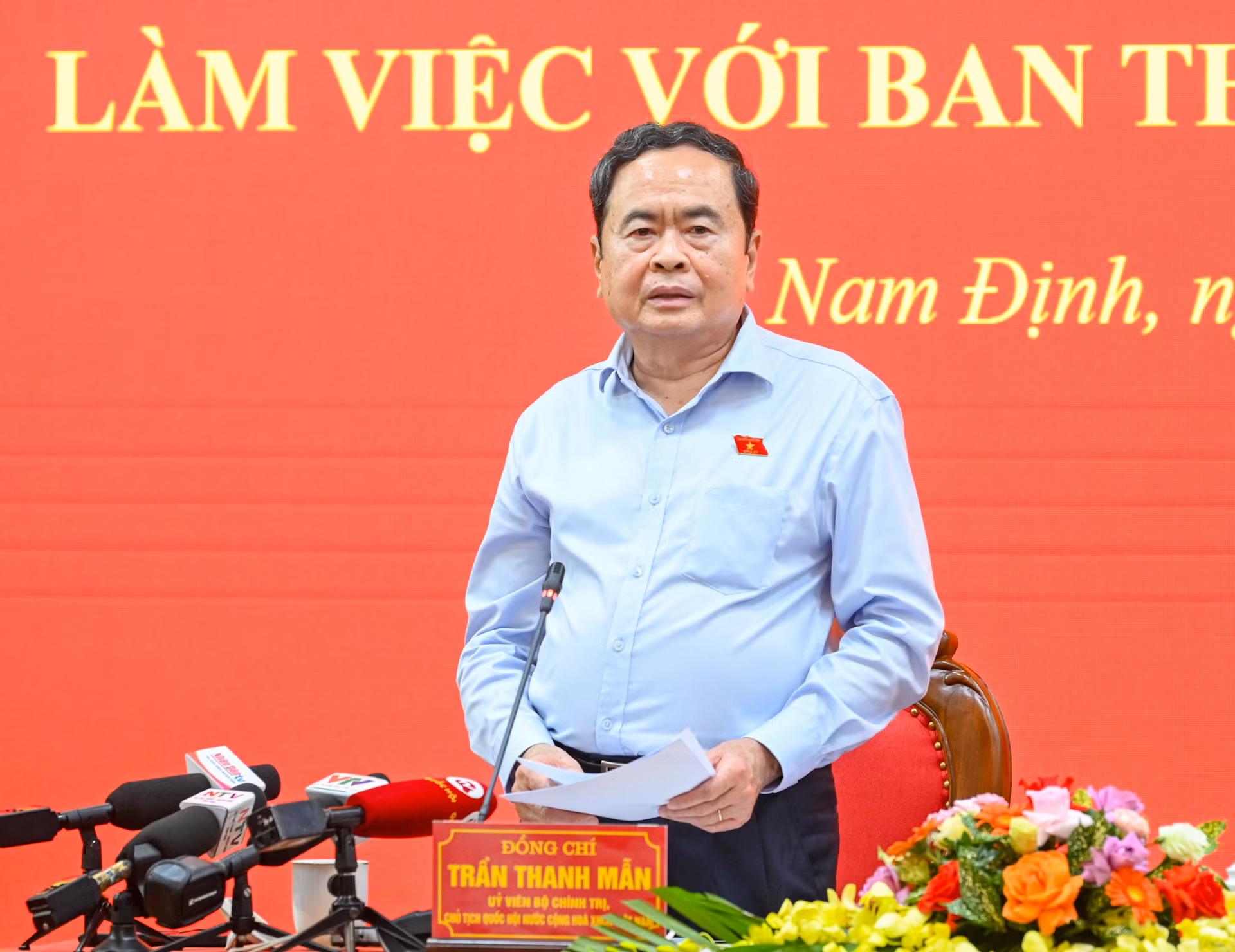 Chủ tịch Quốc hội Trần Thanh Mẫn phát biểu chỉ đạo tại buổi làm việc.