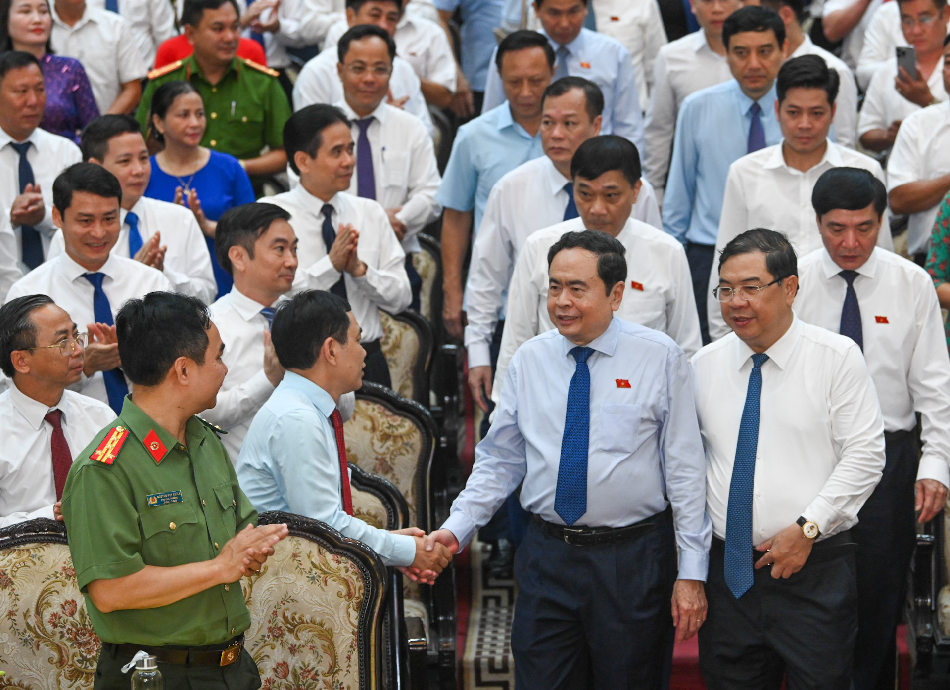 Chủ tịch Quốc hội Trần Thanh Mẫn dự hội nghị công bố Nghị quyết sắp xếp đơn vị hành chính cấp huyện, cấp xã giai đoạn 2023-2025 của tỉnh Nam Định.