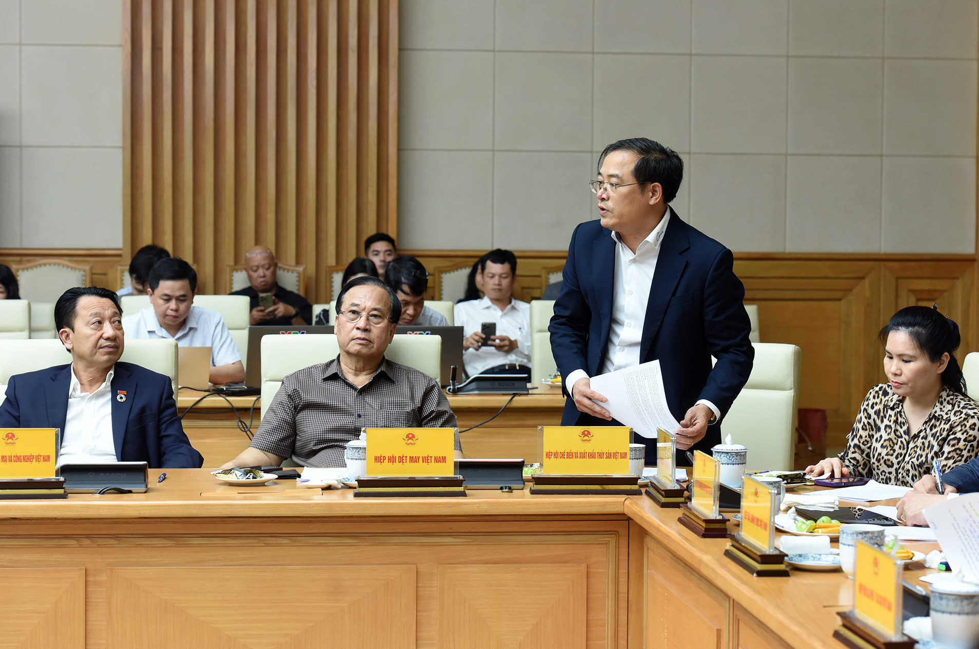 Đại diện Hiệp hội Chế biến và xuất khẩu thủy sản Việt Nam phát biểu.