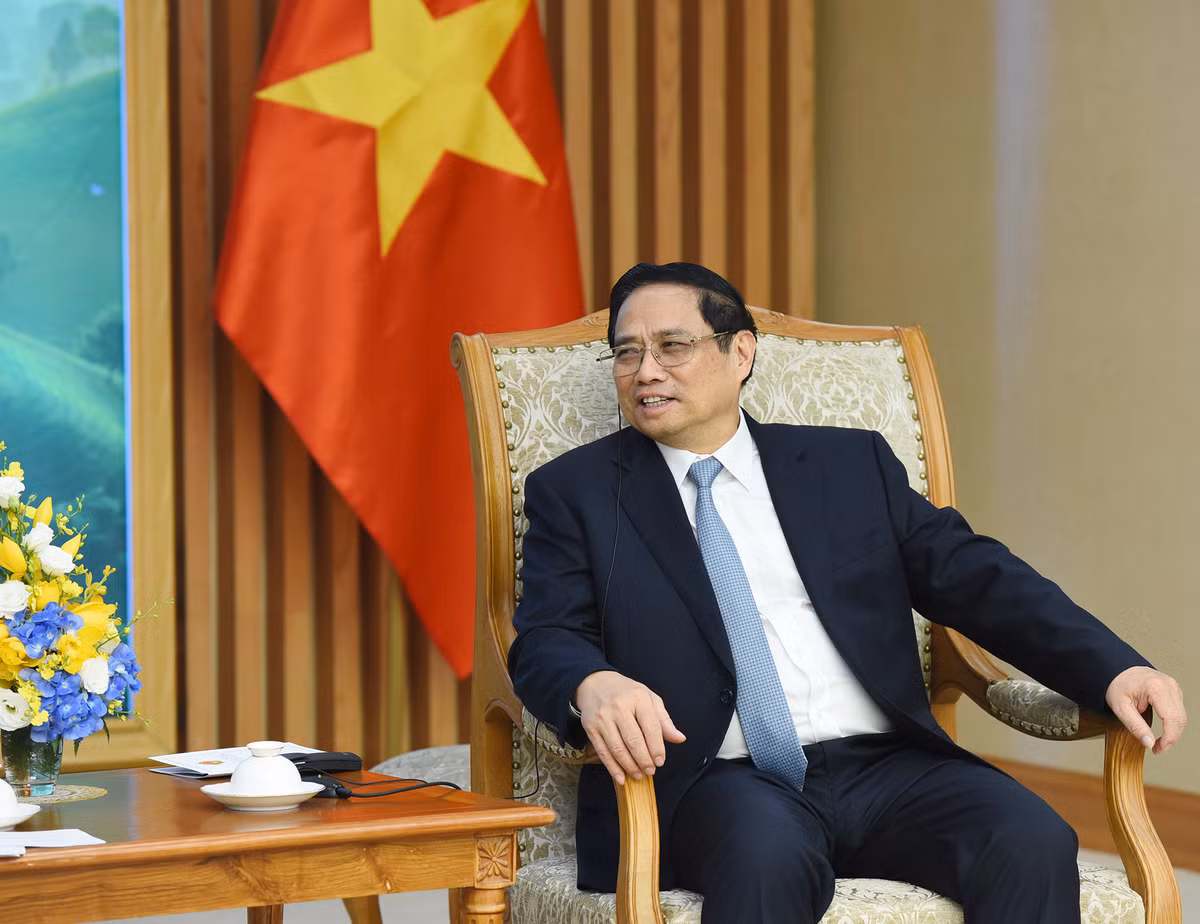 Thủ tướng Phạm Minh Chính phát biểu tại buổi tiếp ông Jan Jambon, Bộ trưởng-Thủ hiến Chính phủ kiêm Bộ trưởng Ngoại giao, Văn hóa, Công nghệ thông tin và Quản lý cơ sở vật chất vùng Flanders, Vương Quốc Bỉ.