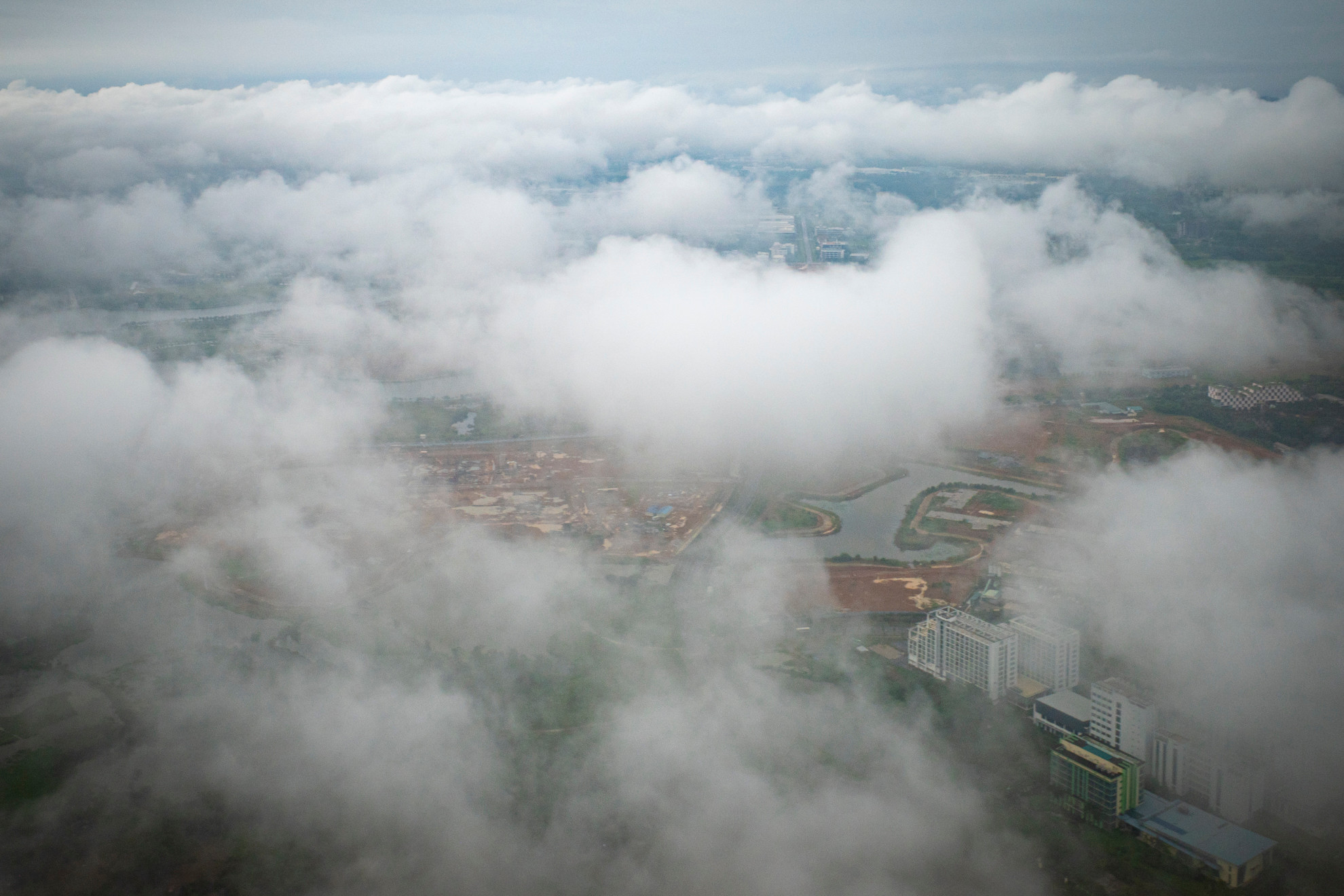 Quang cảnh thị xã Sơn Tây nhìn từ trên máy bay trực thăng.