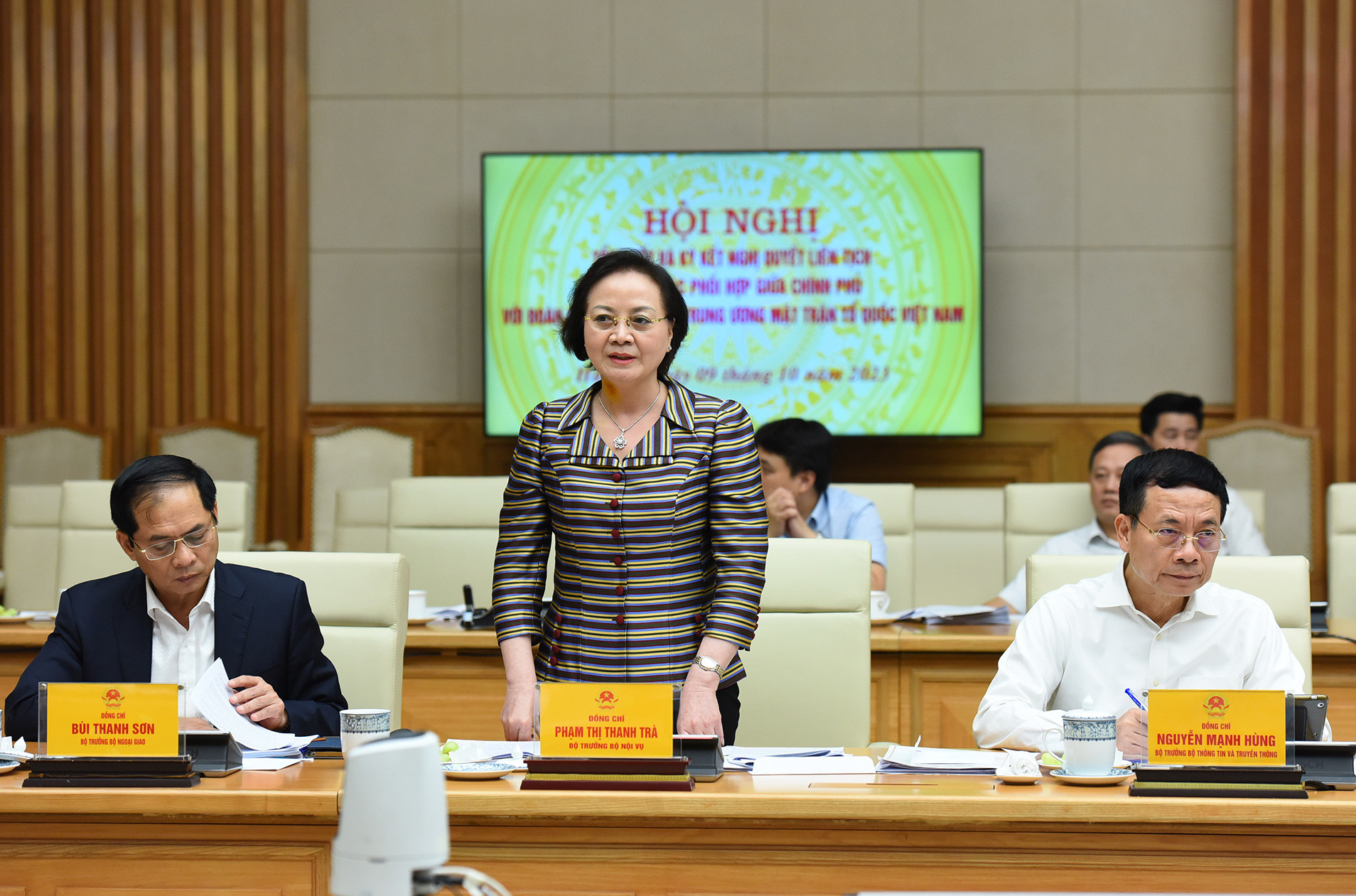 Bộ trưởng Nội vụ Phạm Thanh Trà phát biểu.