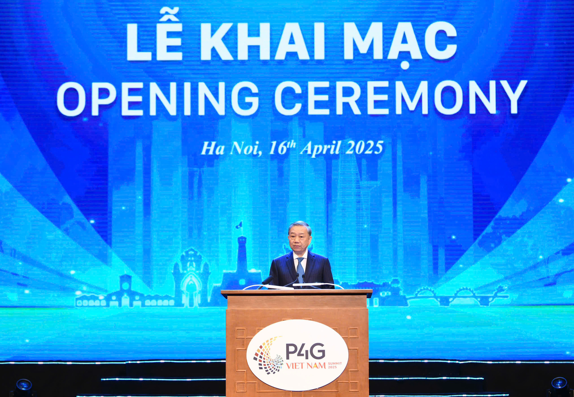 Tổng Bí thư Tô Lâm phát biểu thông điệp chính sách tại Hội nghị P4G Việt Nam 2025. (Ảnh: DUY LINH)