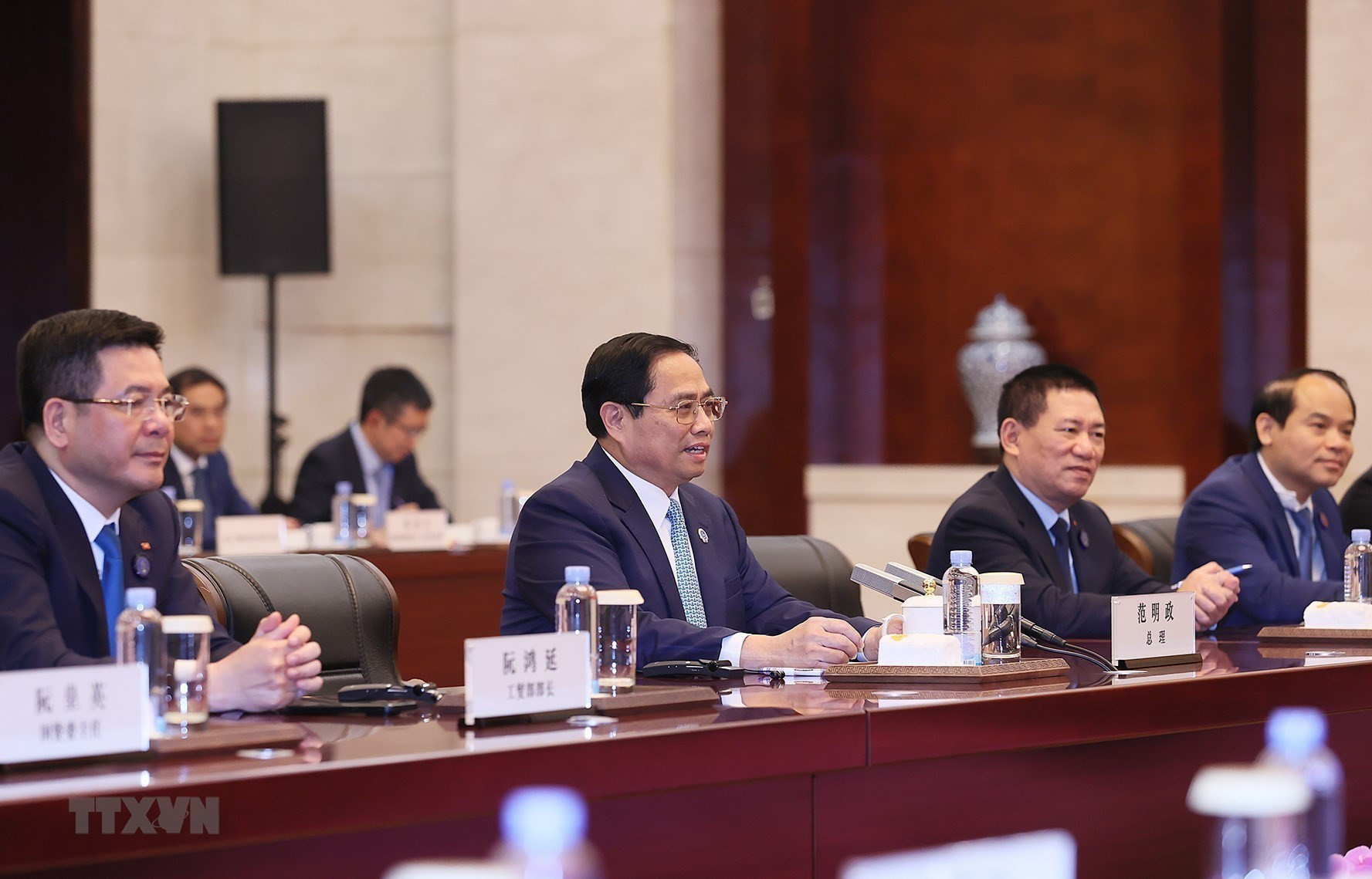 Thủ tướng Phạm Minh Chính phát biểu tại cuộc hội đàm. (Ảnh: TTXVN)