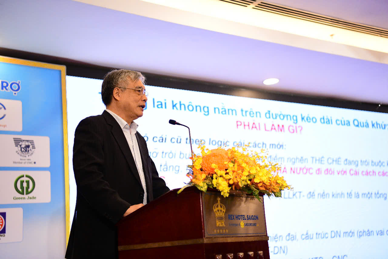 PGS, TS Trần Đình Thiên phát biểu. (Ảnh: THẾ DƯƠNG)