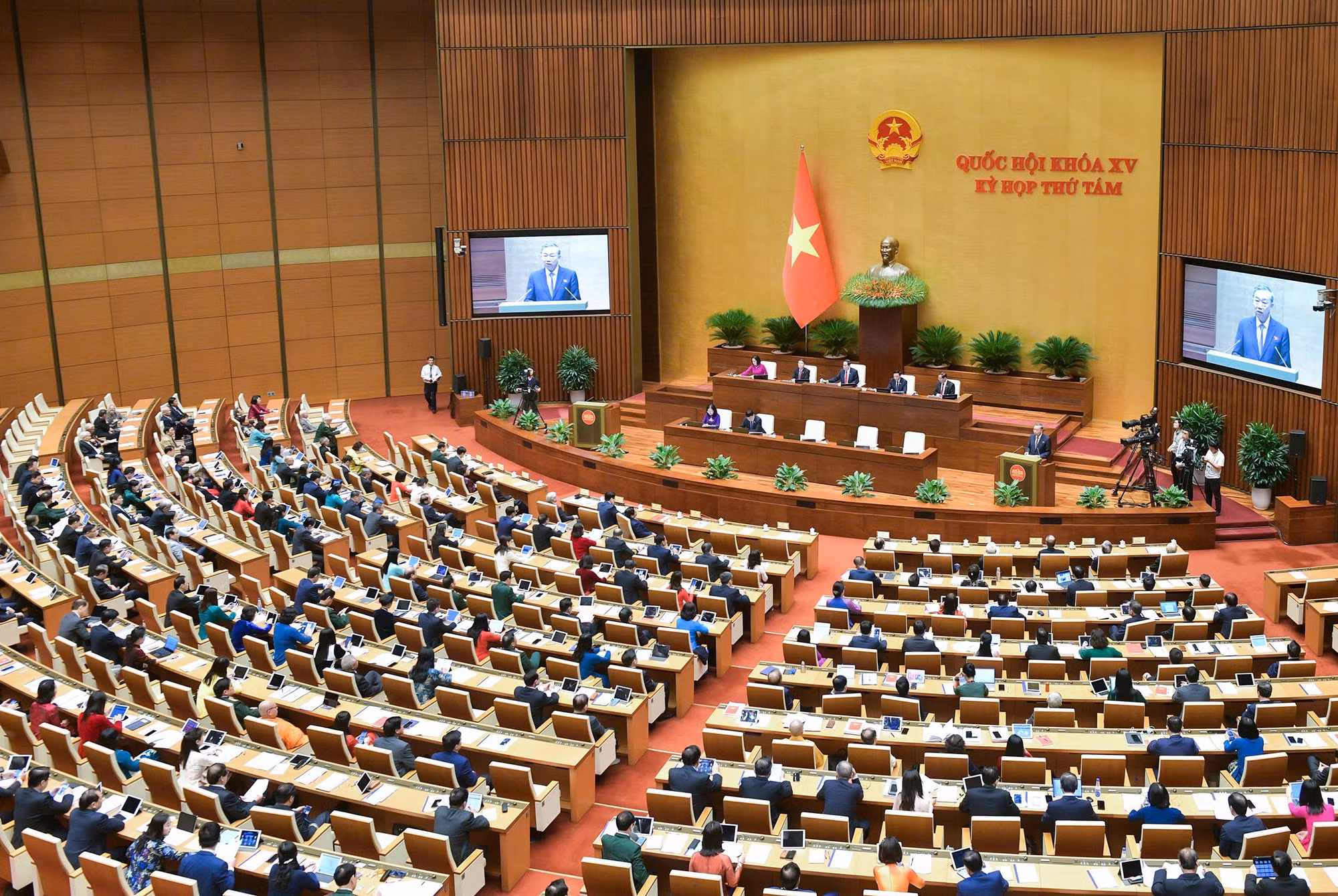 Tổng Bí thư Tô Lâm phát biểu tại phiên khai mạc Kỳ họp thứ 8, Quốc hội khóa XV. (Ảnh: quochoi.vn)