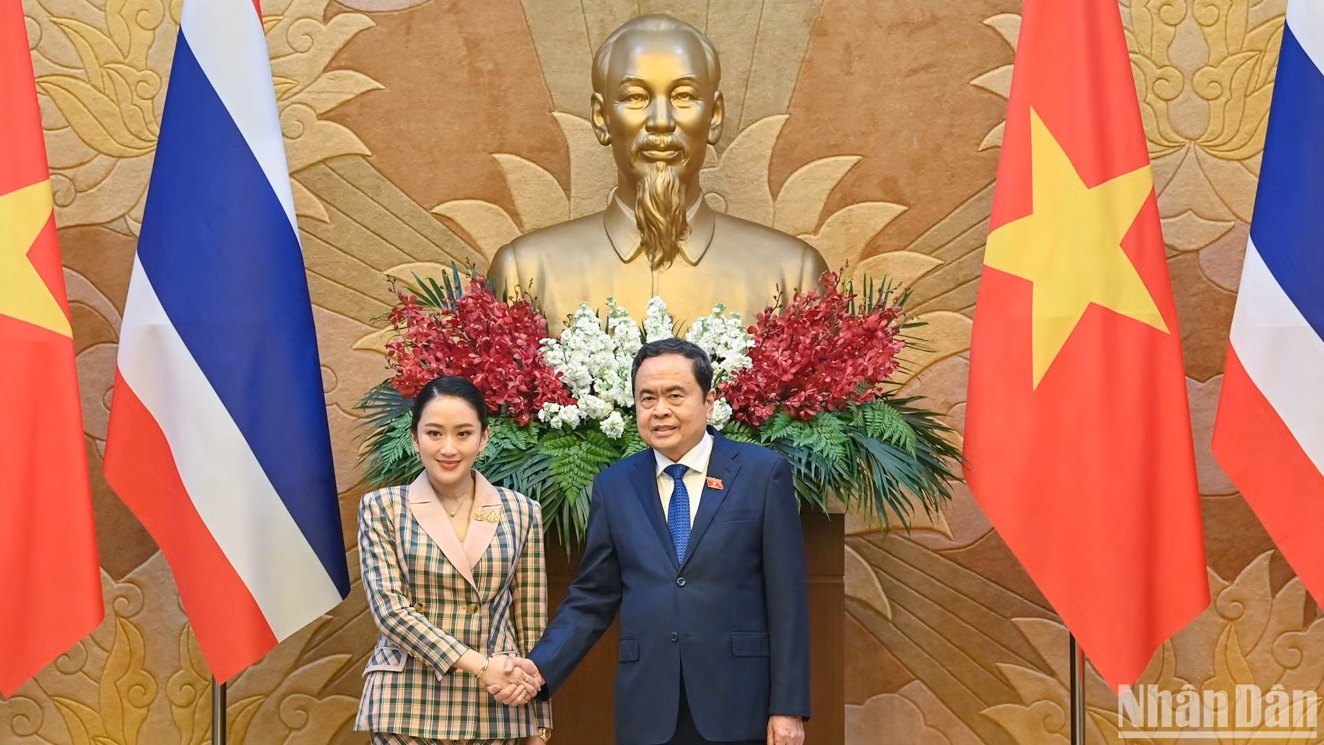 Chủ tịch Quốc hội Trần Thanh Mẫn và Thủ tướng Thái Lan Paetongtarn Shinawatra tại hội kiến. (Ảnh: DUY LINH)