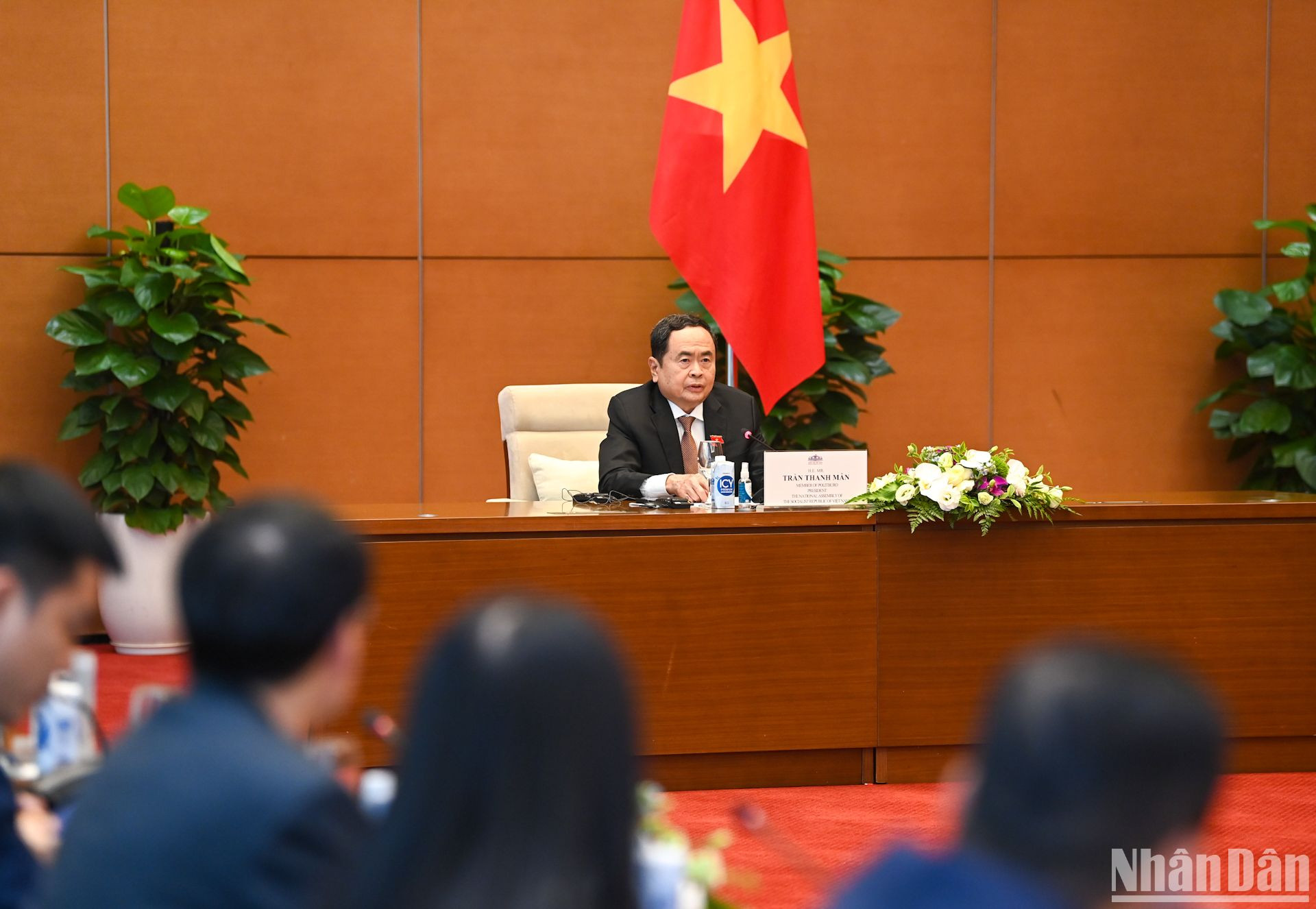 Chủ tịch Quốc hội Trần Thanh Mẫn phát biểu tại cuộc tiếp.