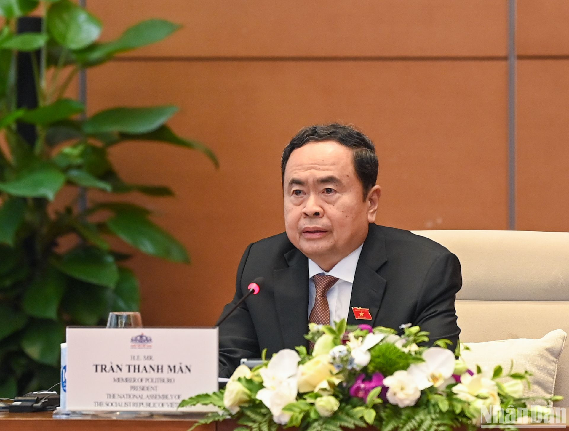 Chủ tịch Quốc hội Trần Thanh Mẫn phát biểu mở đầu cuộc tiếp.