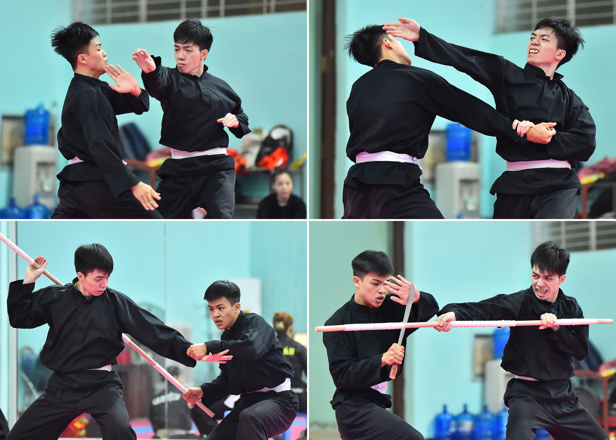 Ở nội dung này, các vận động viên phải tập luyện nhiều lần, làm sao vừa đồng đều, mạnh mẽ mà vẫn thanh thoát ngay cả khi sử dụng tay không cũng như binh khí đi kèm.