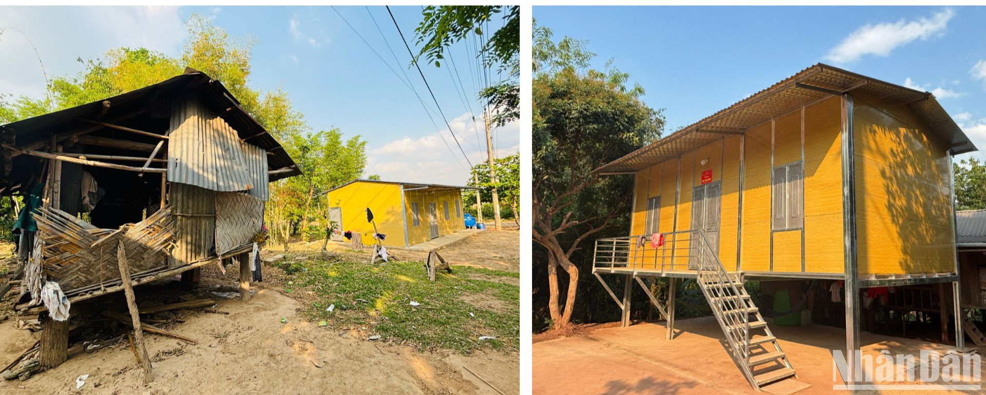 Những mái nhà sàn chẳng đủ che mưa nắng đã được thay thế bằng những ngôi nhà lắp ghép vững chãi. Những mái nhà sàn chẳng đủ che mưa nắng đã được thay thế bằng những ngôi nhà lắp ghép vững chãi.