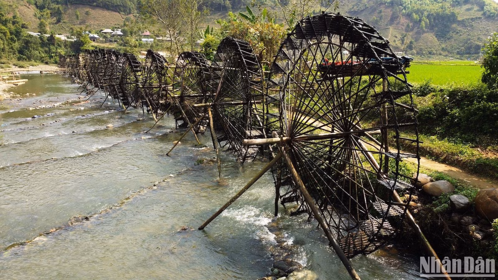 Cọn nước được làm từ những vật liệu tự nhiên sẵn có như gỗ, nứa, mây, vầu...