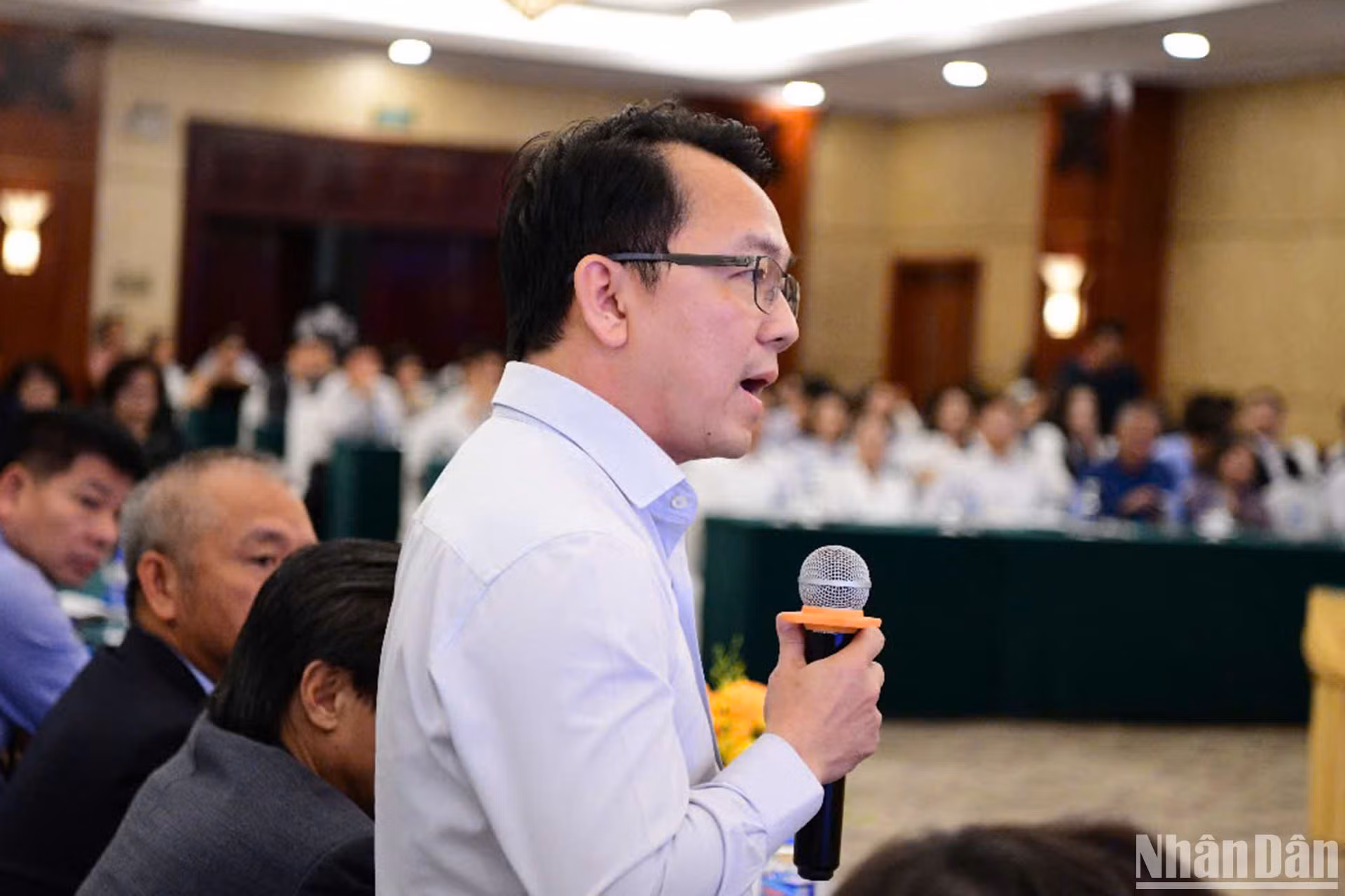 Ông Nguyễn Anh Đức - Chủ tịch Hiệp hội các nhà bán lẻ Việt Nam, Tổng Giám đốc Liên hiệp Hợp tác xã TP Hồ Chí Minh (Saigon Co.op) phát biểu tại phiên tọa đàm.