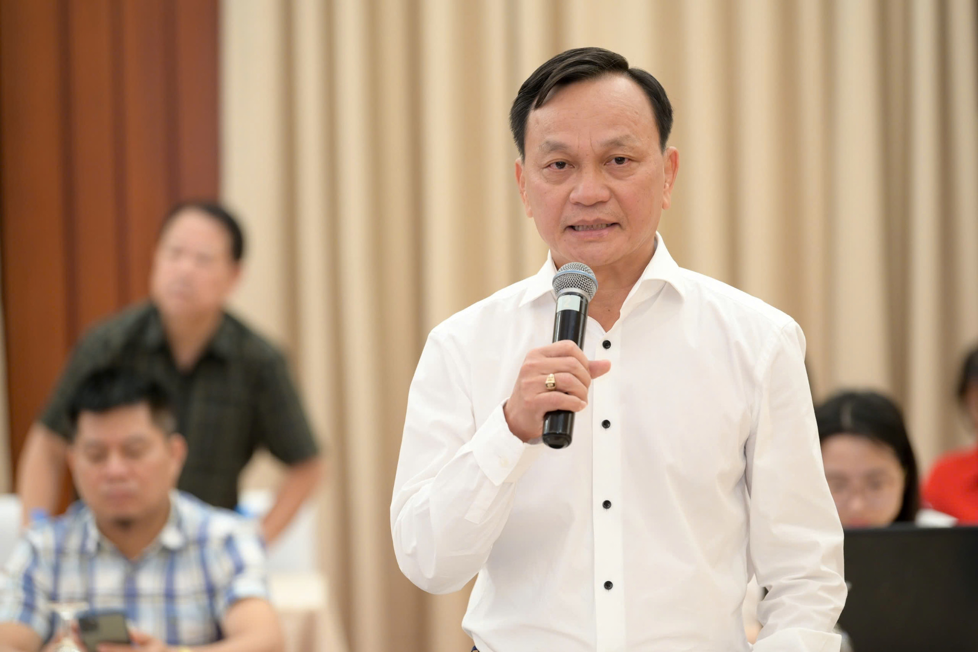 Ông Nguyễn Thanh Phúc, Giám đốc Quan hệ đối ngoại Công ty TNHH Nhà máy bia Heineken Việt Nam phát biểu tại hội thảo.