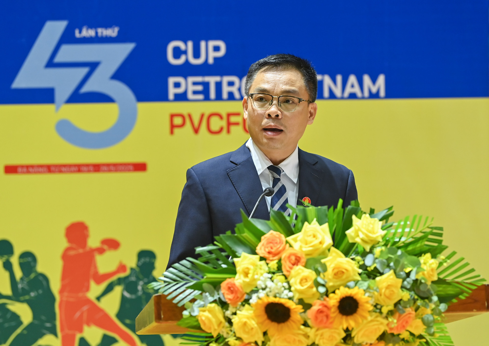 Thay mặt nhà đồng hành chính và các nhà đồng tài trợ, ông Đặng Hữu Thắng, Phó Giám đốc Marketing, Công ty cổ phần Phân bón Dầu khí Cà Mau, phát biểu tại buổi lễ.