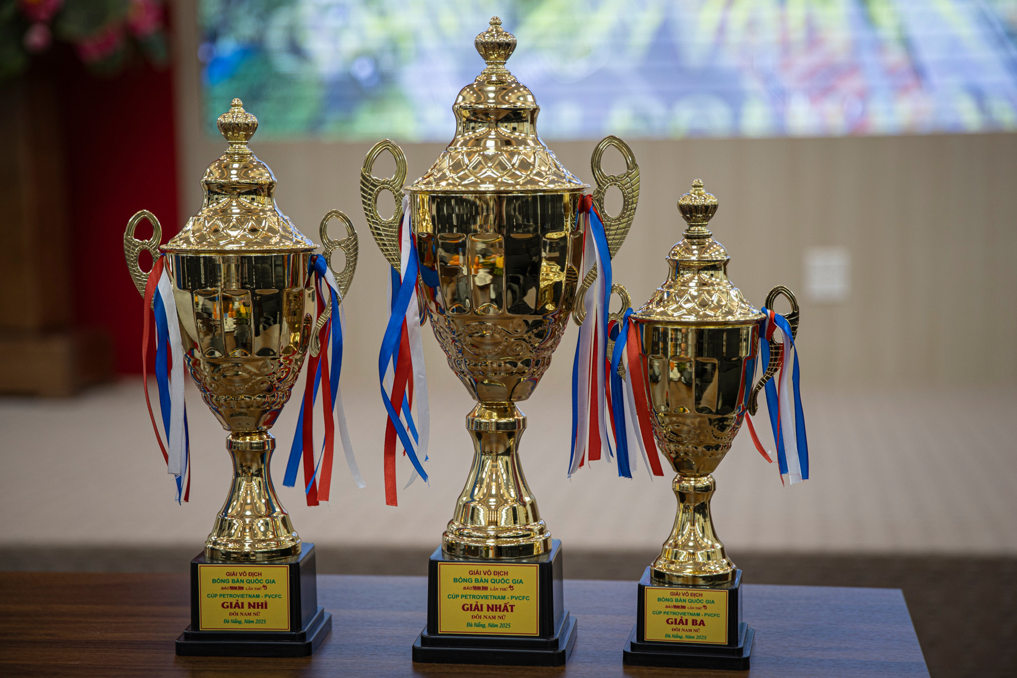 Những chiếc cúp dành cho giải Nhất, Nhì, Ba.