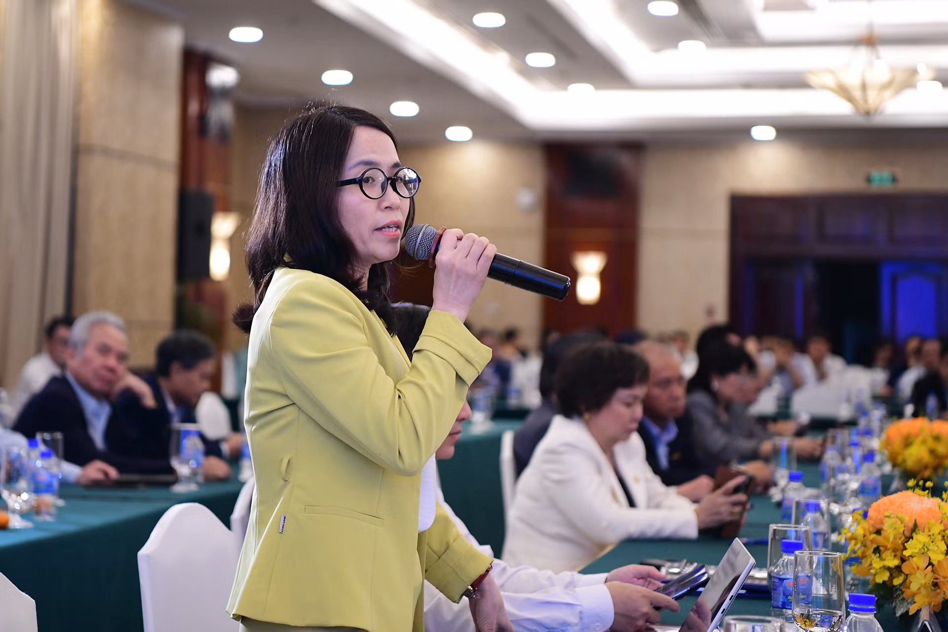 Bà Bùi Thu Thủy, Phó Cục trưởng Cục Phát triển Doanh nghiệp tư nhân và Kinh tế tập thể, Bộ Tài chính chia sẻ tại hội thảo.