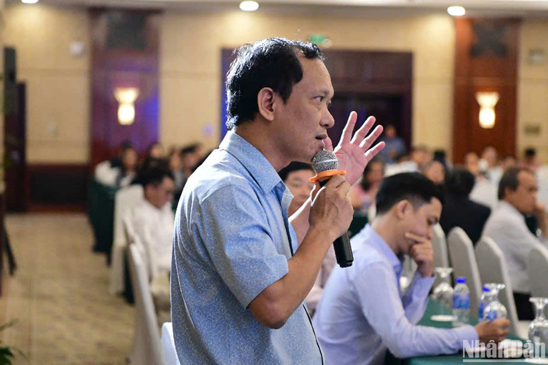 Ông Nguyễn Viết Toàn - Chủ tịch Hội doanh nghiệp Tân phú, TP Hồ Chí Minh phát biểu tại phiên tọa đàm.