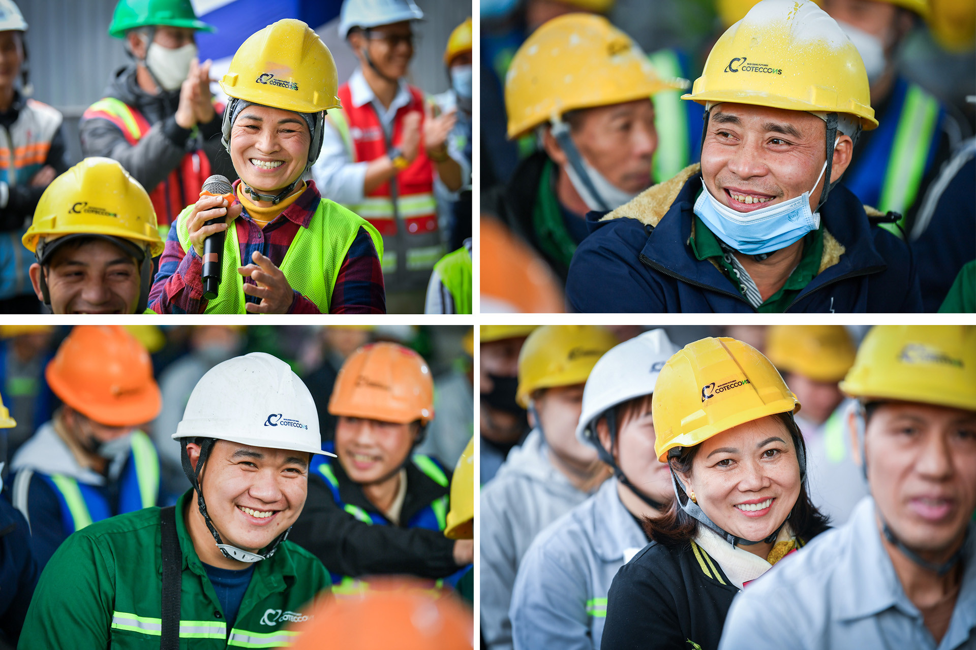 Những nụ cười rạng ngời của những công nhân khi được nhận quà Tết. Những nụ cười rạng ngời của những công nhân khi được nhận quà Tết.