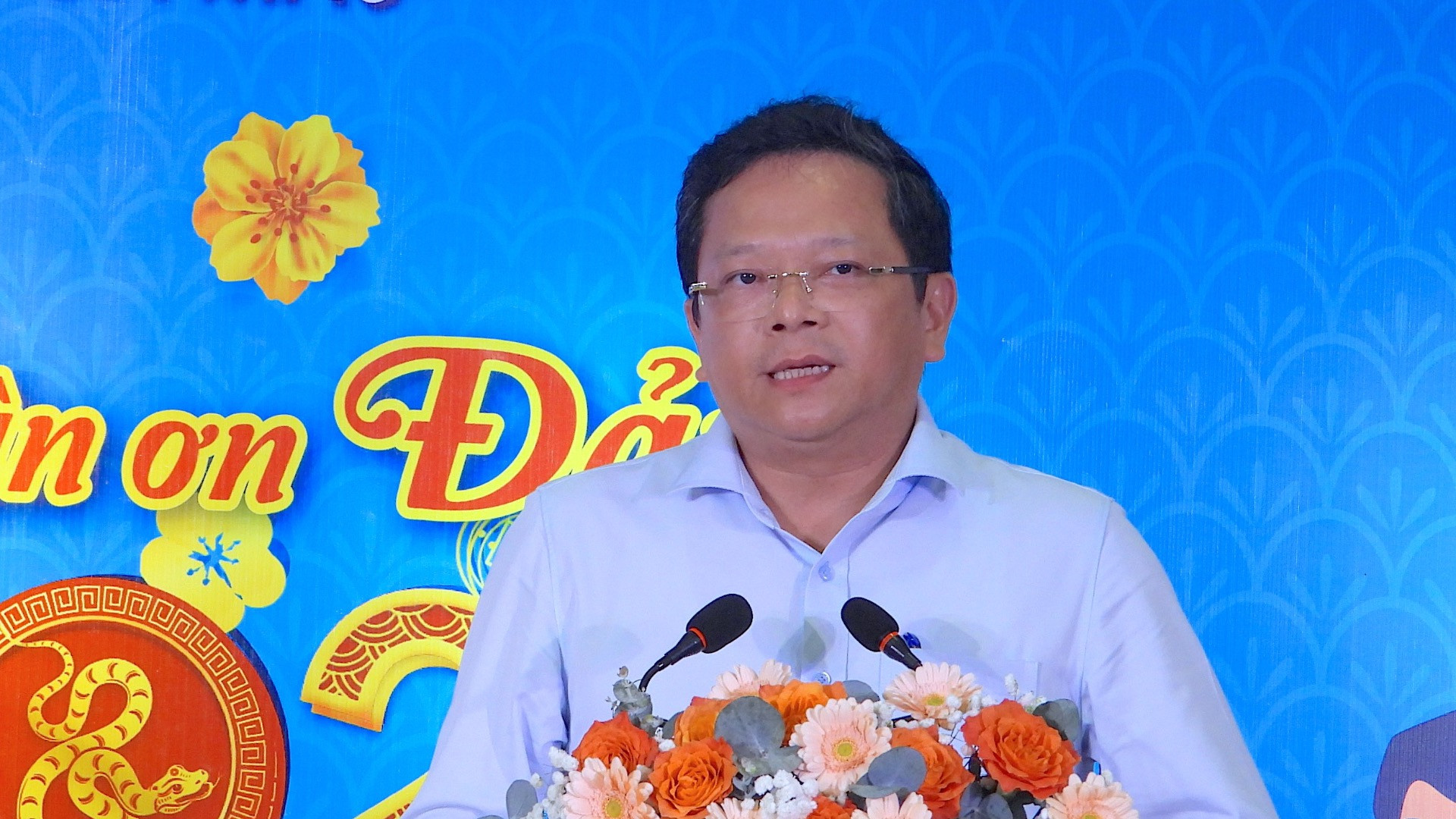 Phó Bí thư Thường trực Tỉnh ủy Cà Mau Nguyễn Đức Hiển phát biểu mừng Tết công nhân, người lao động.