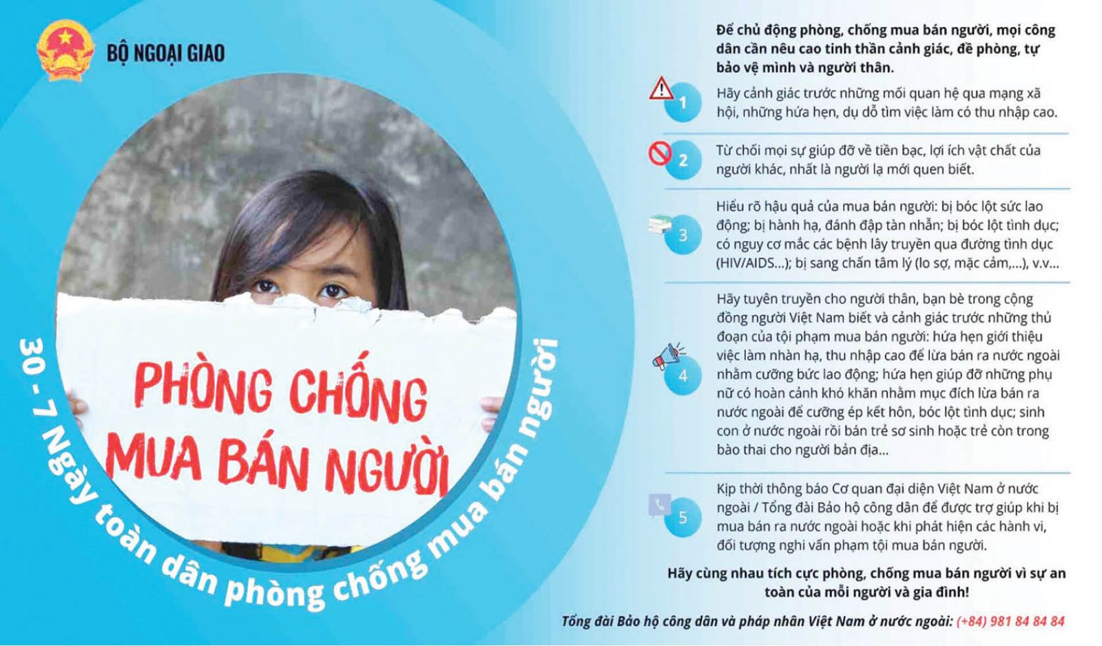 Bộ Ngoại giao hướng dẫn người dân chủ động phòng, chốn mua bán người. (Ảnh: Báo Quốc tế) Bộ Ngoại giao hướng dẫn người dân chủ động phòng, chốn mua bán người. (Ảnh: Báo Quốc tế)