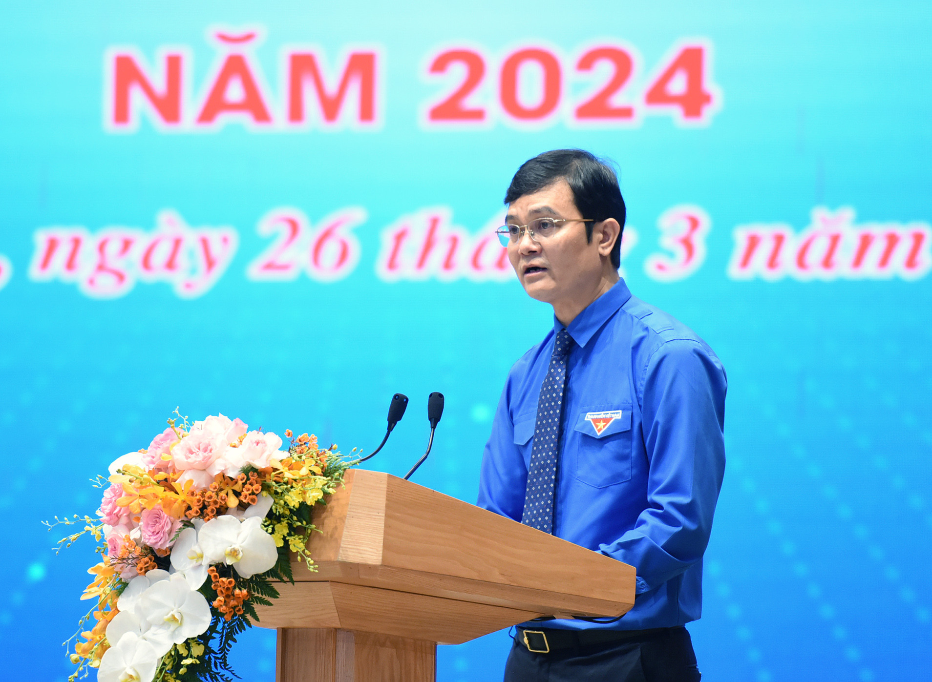 Bí thư thứ nhất Trung ương Đoàn Bùi Quang Huy phát biểu khai mạc chương trình.