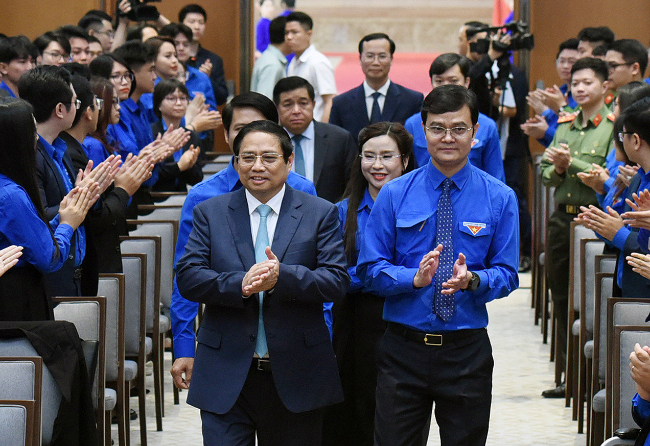 Thủ tướng Chính phủ Phạm Minh Chính gặp mặt và đối thoại với thanh niên nhân dịp kỷ niệm 93 năm Ngày thành lập Đoàn Thanh niên Cộng sản Hồ Chí Minh.