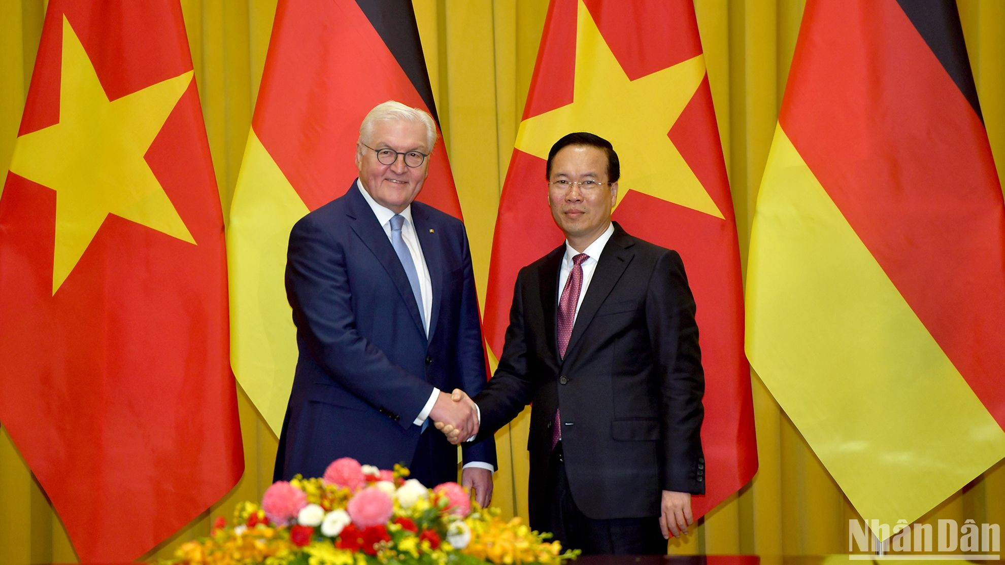 Chủ tịch nước Võ Văn Thưởng và Tổng thống Frank-Walter Steinmeier tại buổi hội đàm.