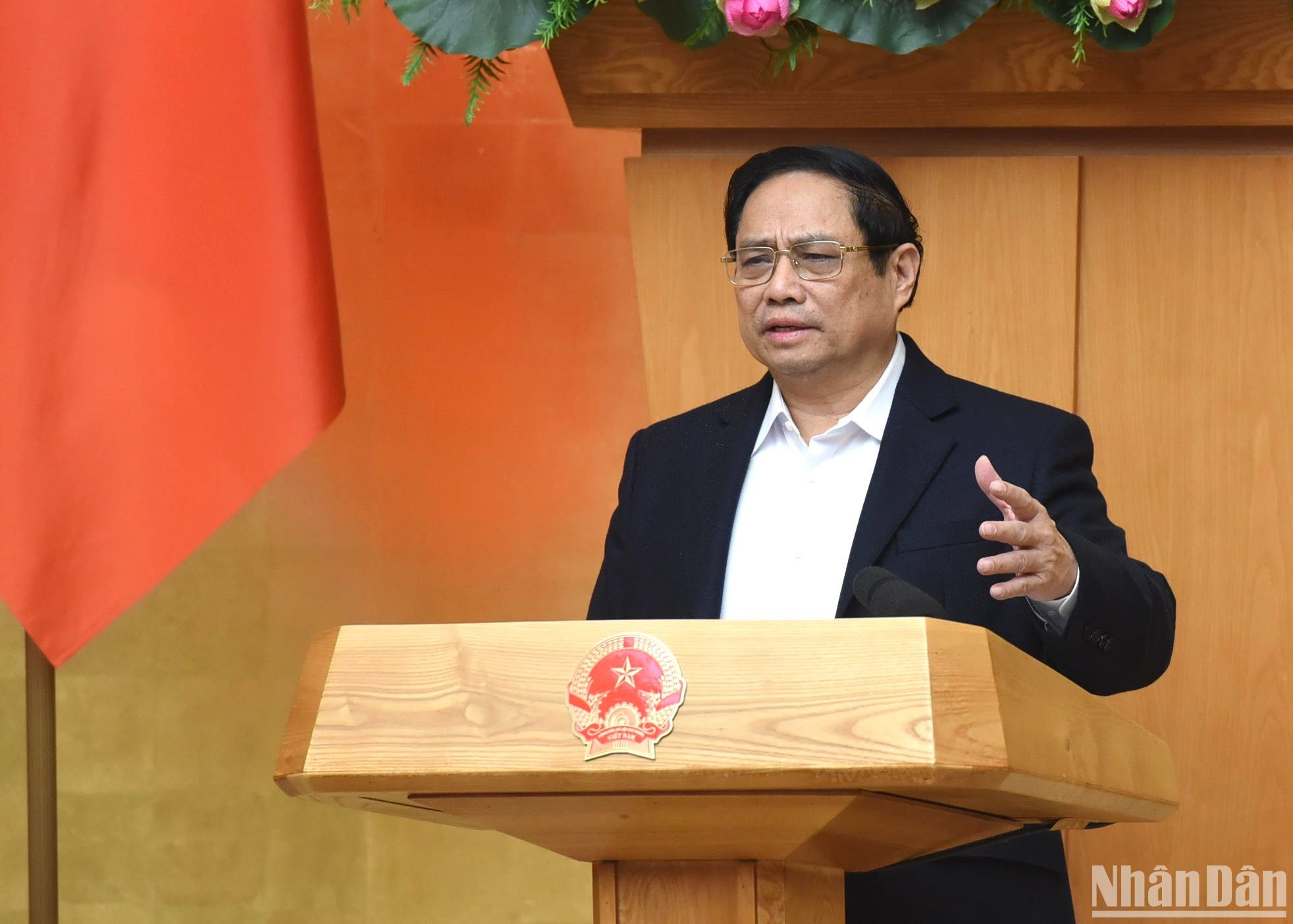 Thủ tướng Chính phủ Phạm Minh Chính phát biểu ý kiến chỉ đạo phiên họp.