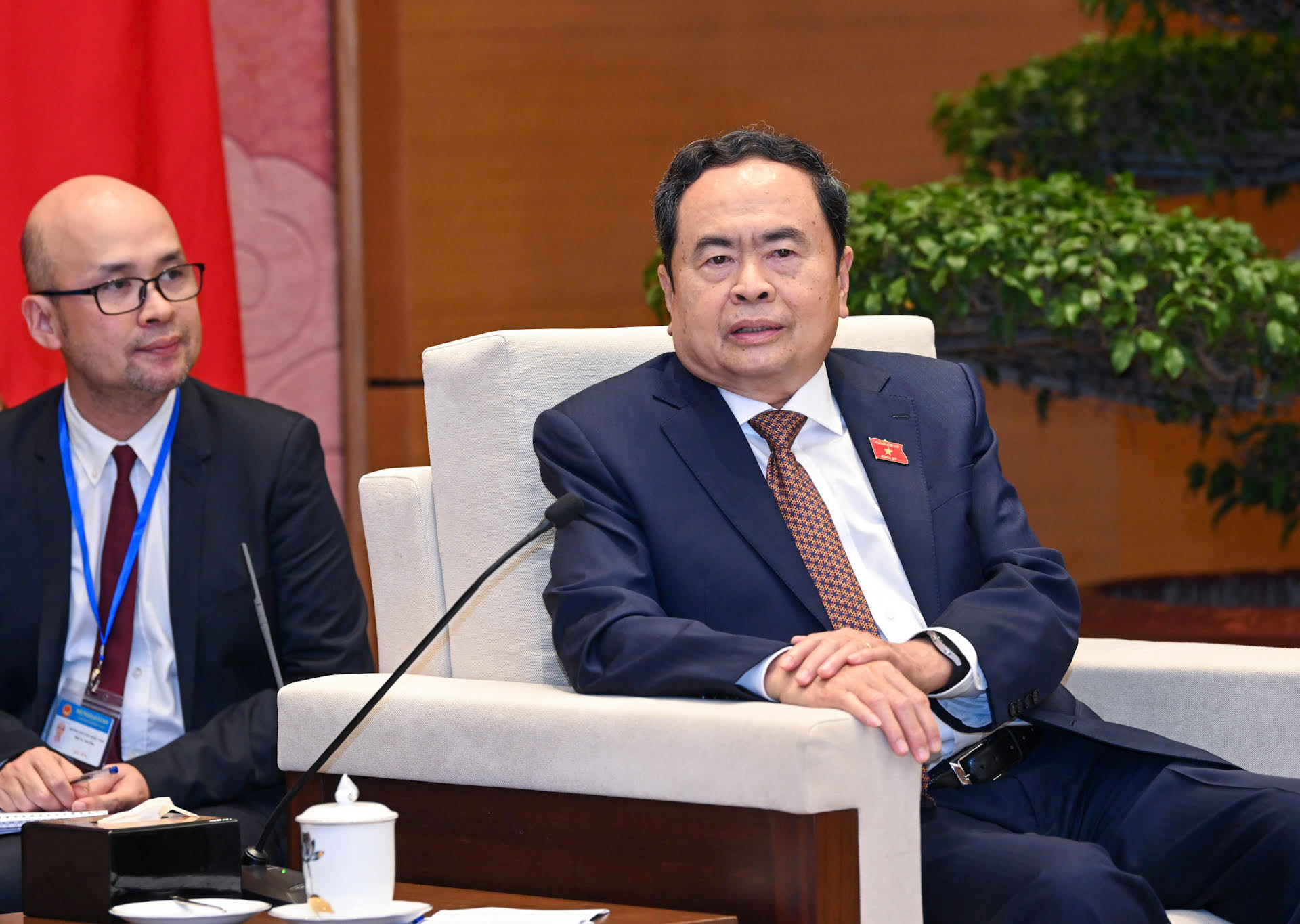 Phó Chủ tịch Thường trực Quốc hội Trần Thanh Mẫn phát biểu tại buổi tiếp.