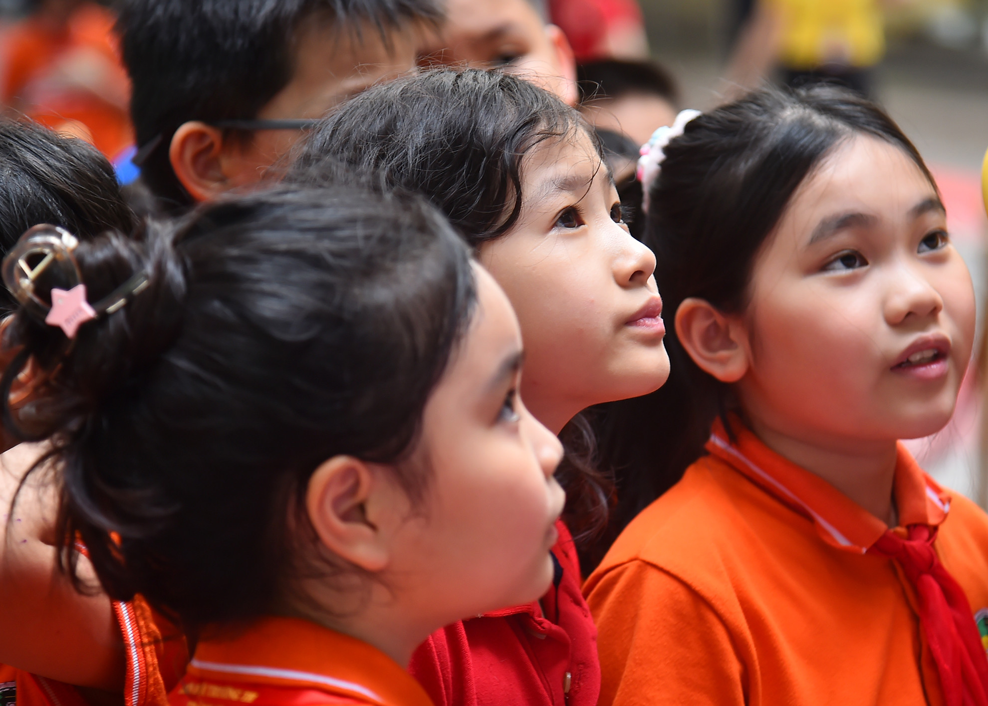 Nhiều em bày tỏ sự thích thú khi được ngắm nhìn bức tranh panorama khổ lớn.