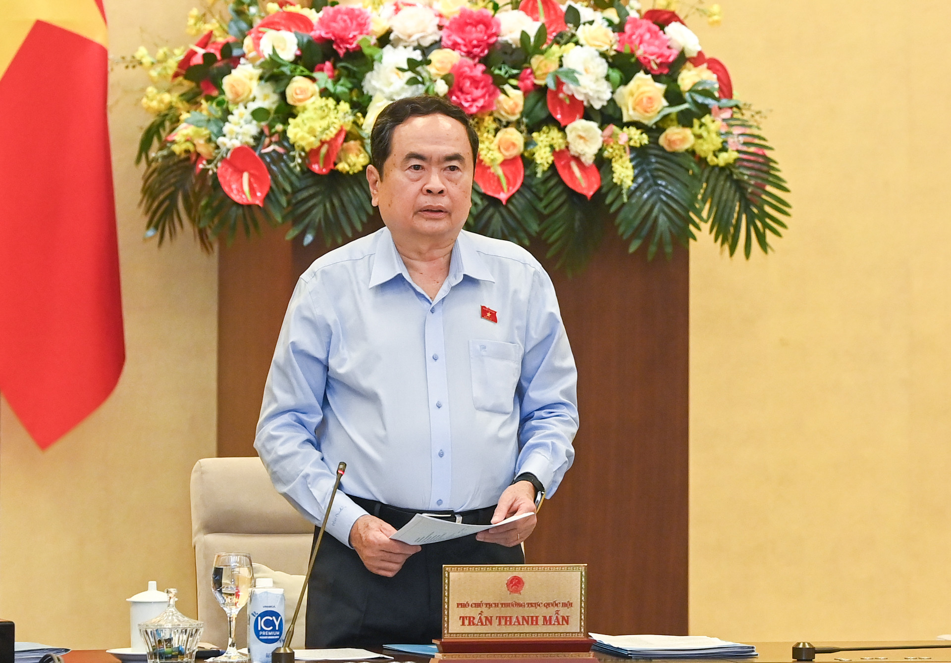 Phó Chủ tịch Thường trực Quốc hội Trần Thanh Mẫn phát biểu khai mạc phiên họp.