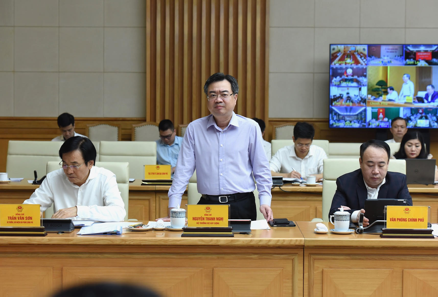 Bộ trưởng Xây dựng Nguyễn Thanh Nghị phát biểu.