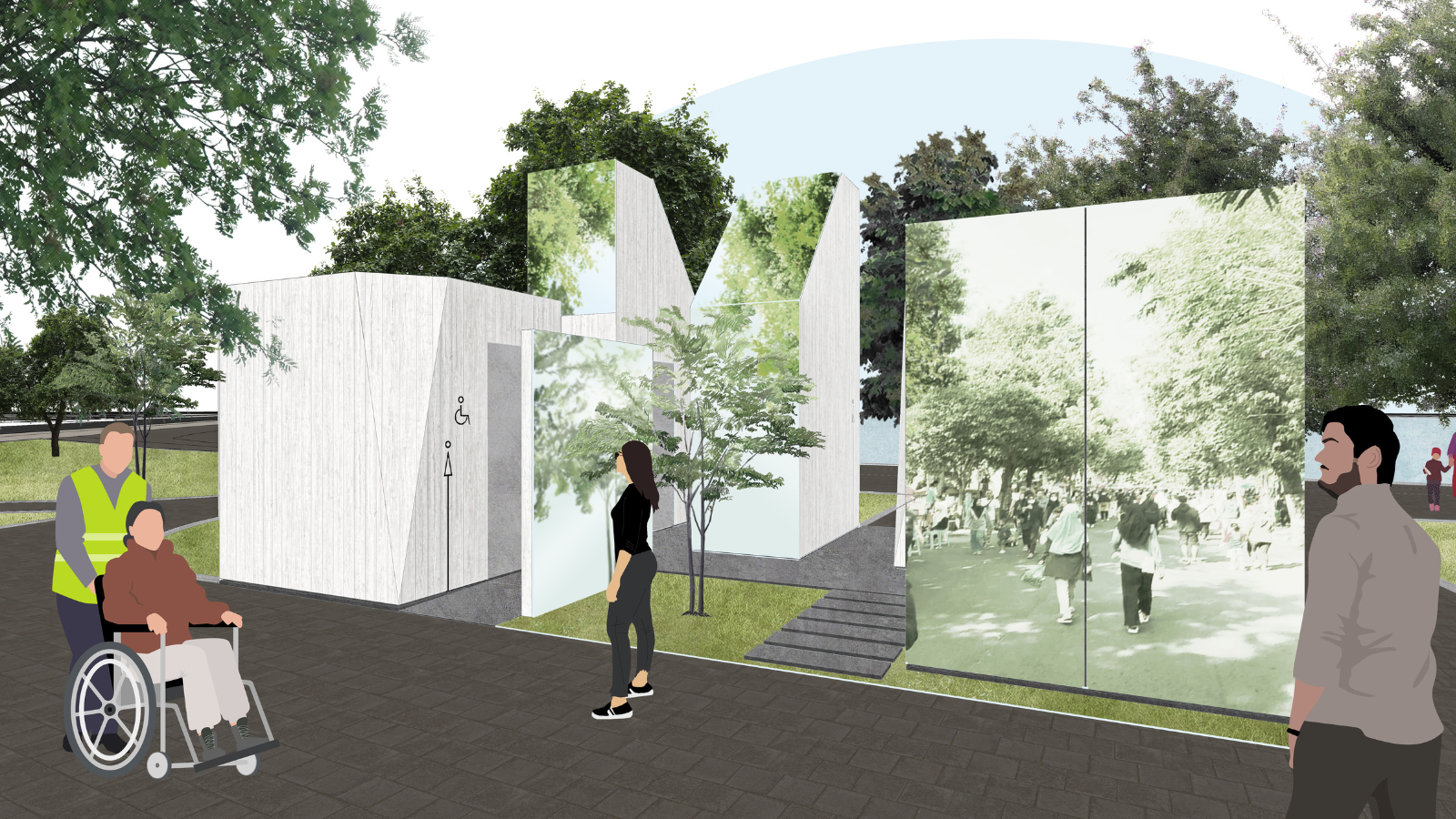 Thiết kế nhà vệ sinh công cộng trên phố đi bộ của Quang Trung.